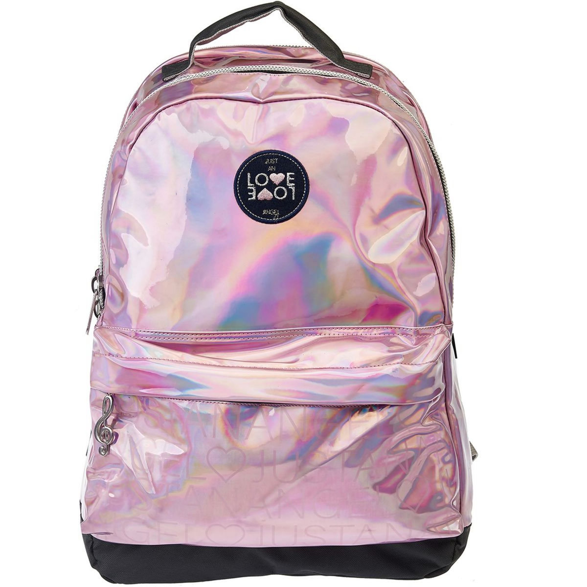 Love Love Sac à dos 2 compartiments holographique rose + trousse