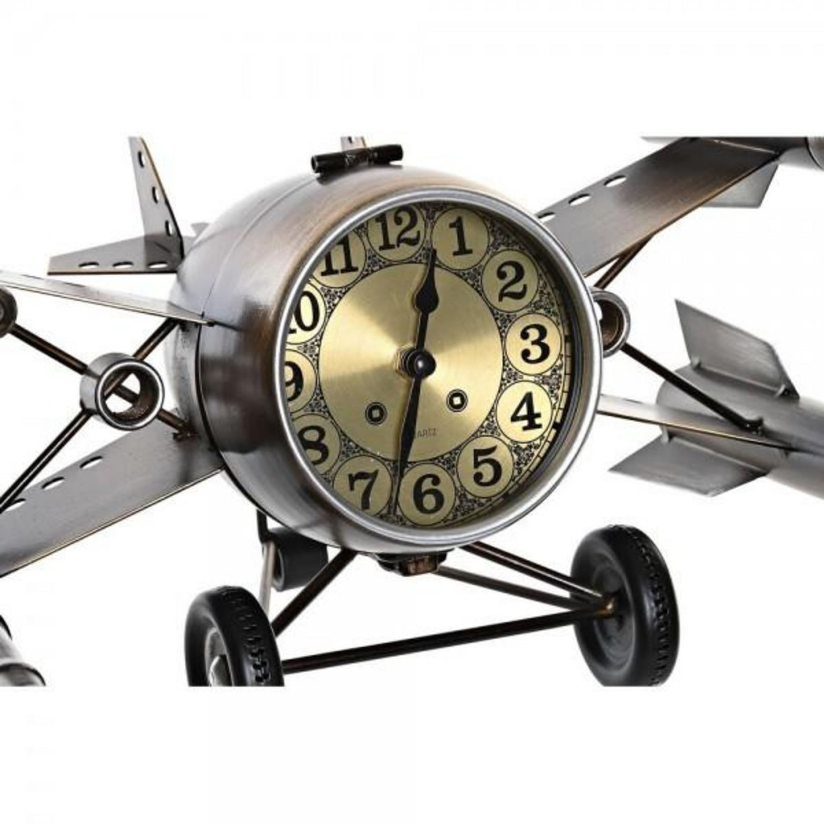 AAAAA Horloge de table DKD Home Decor Doré Argenté Fer Loft 38,5 x 28 x 19,5 cm (2 Unités)