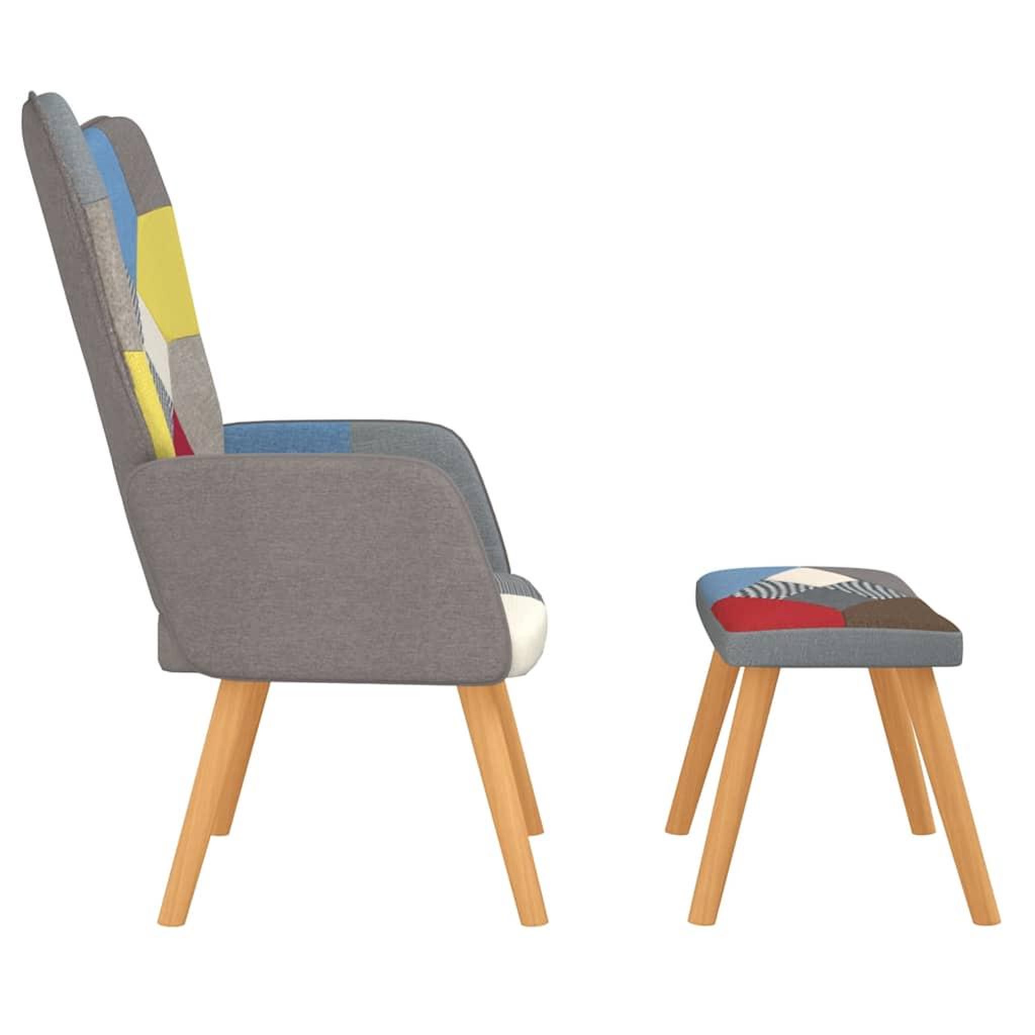 Voir la diapositive 4 : VIDAXL Chaise de relaxation avec repose-pied Patchwork Tissu