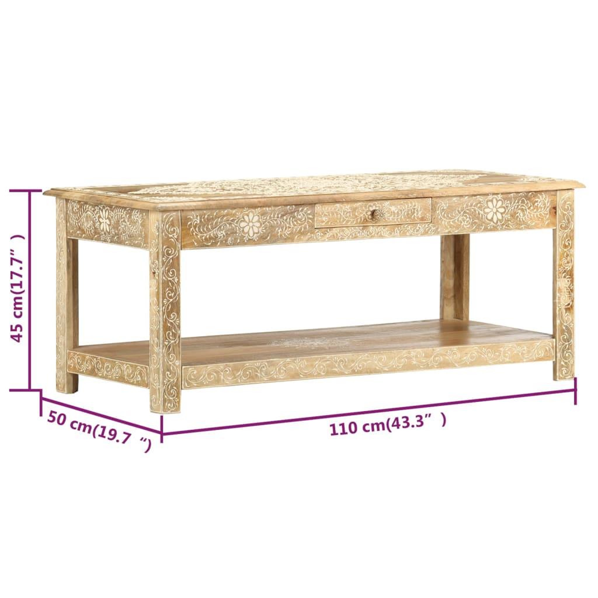 Voir la diapositive 5 : VIDAXL Table basse peinte a main 110x50x45 cm Bois de manguier massif