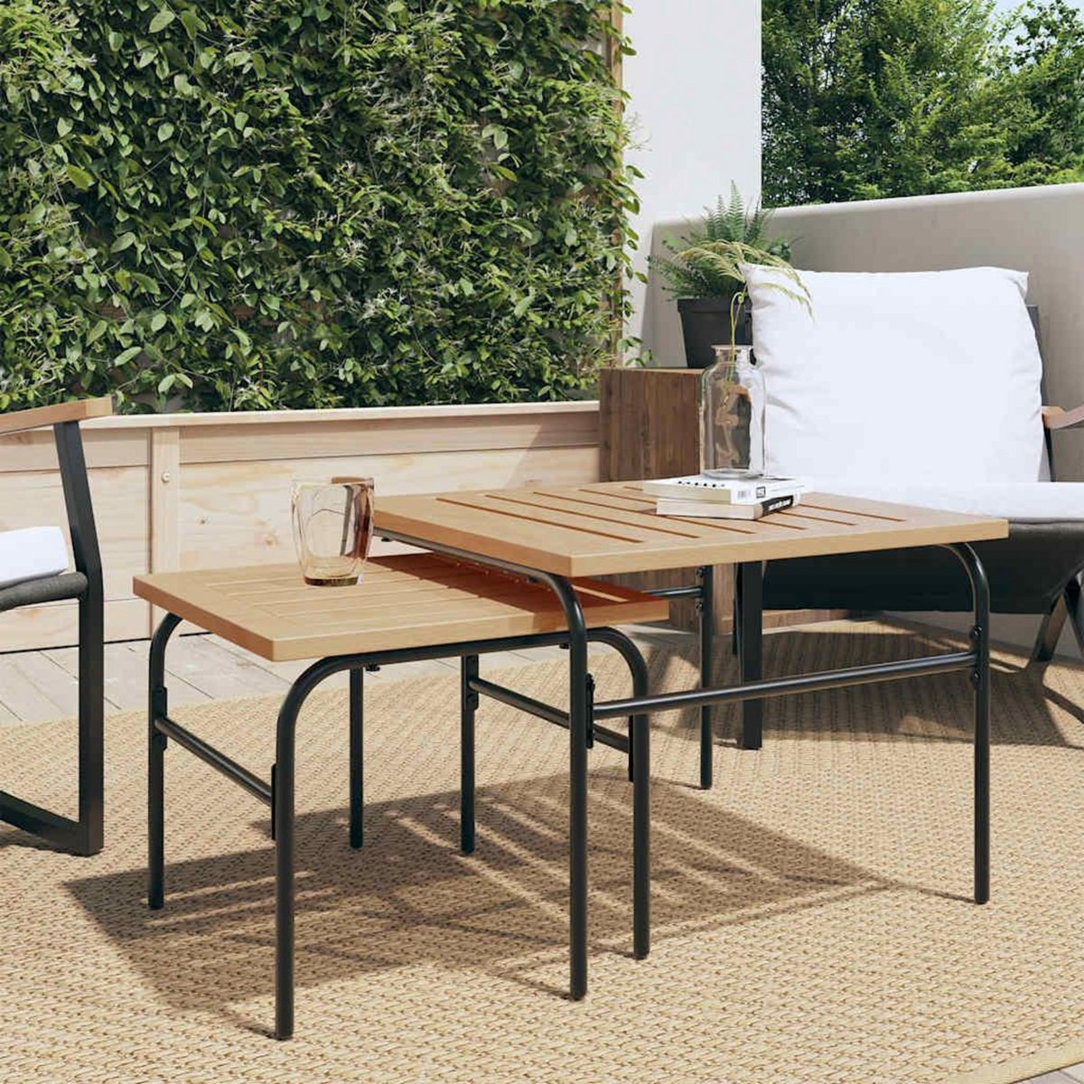 VIDAXL Tables basses gigognes de jardin 2 pcs marron et noir acier