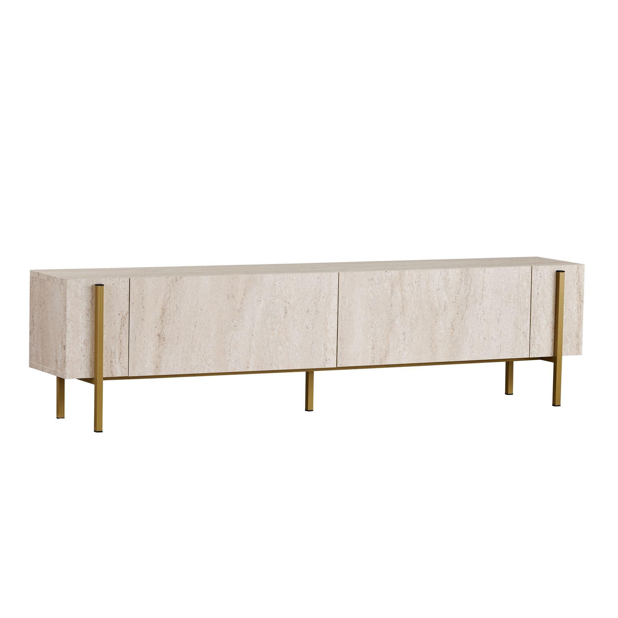 Habitat et Jardin Meuble tv en bois  nexus  - 180 x 30 x 45 cm - travertin / or