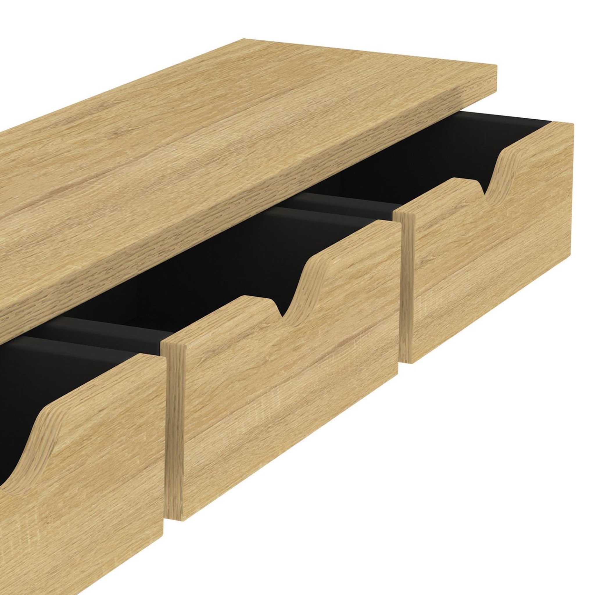 Voir la diapositive 6 : ID MARKET Etagère murale console d'entrée lise 3 tiroirs effet bois et noir