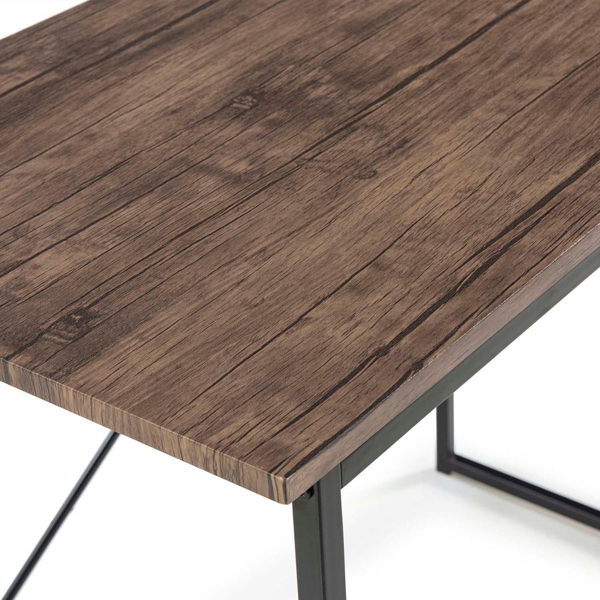 VS VENTA-STOCK Bureau Cáceres Noir,Table pour PC, Style Industriel, 90 cm Longueur