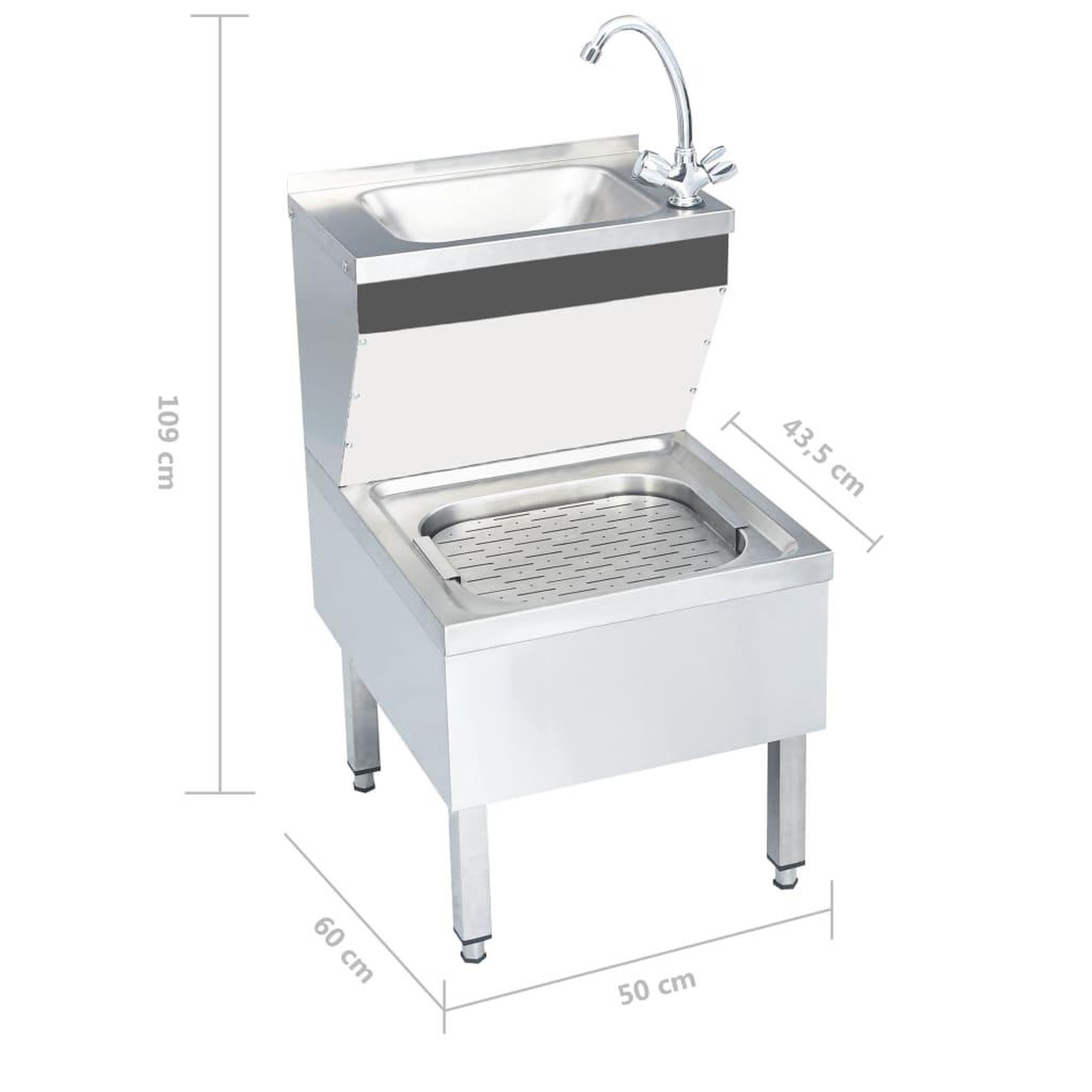 Voir la diapositive 6 : VIDAXL Lavabo commercial de lavage des mains avec robinet Inox