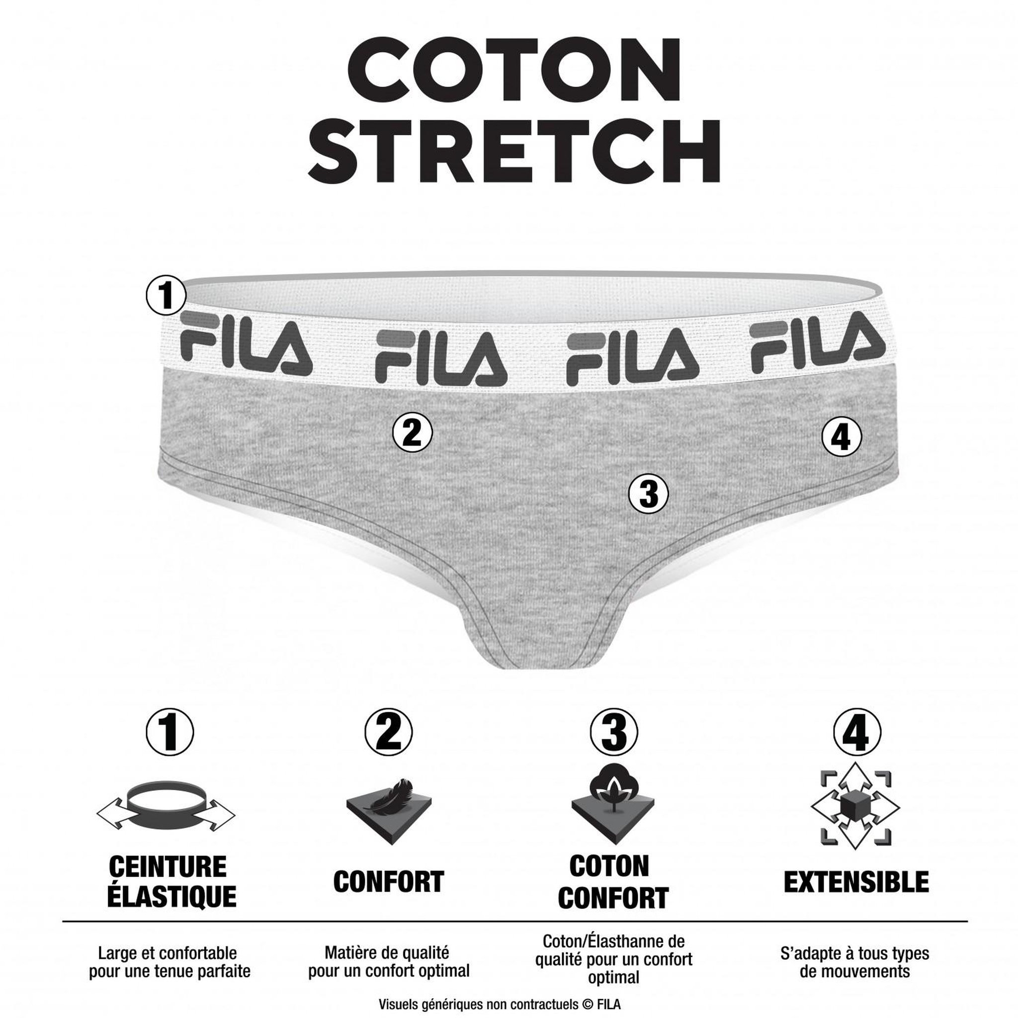 Voir la diapositive 2 : FILA Lot de 3 slips coton femme fu6050