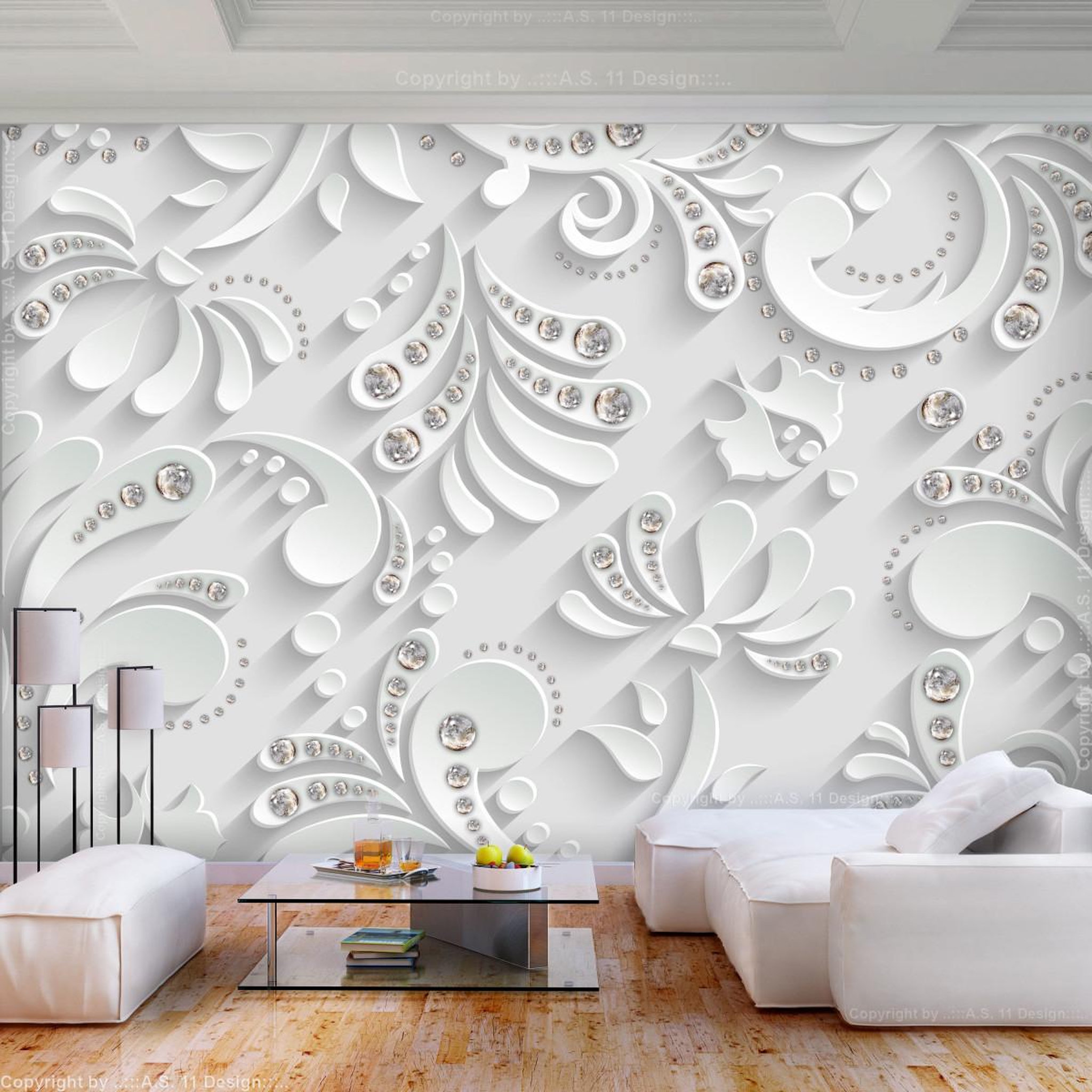Paris Prix Papier peint  flowers with crystals. Coloris disponibles : Multicolore