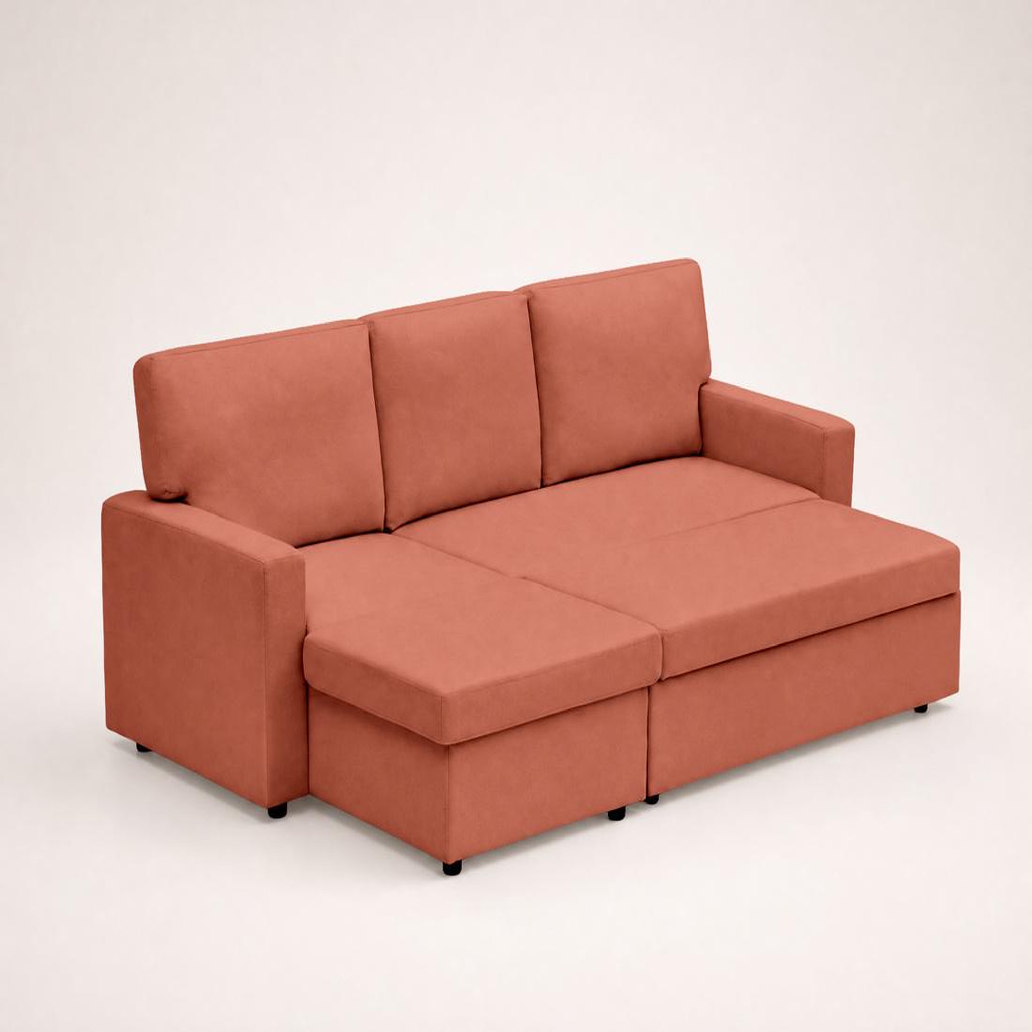 Voir la diapositive 4 : BEST MOBILIER Meiya - canapé d'angle réversible 4 places convertible avec coffre en tissu