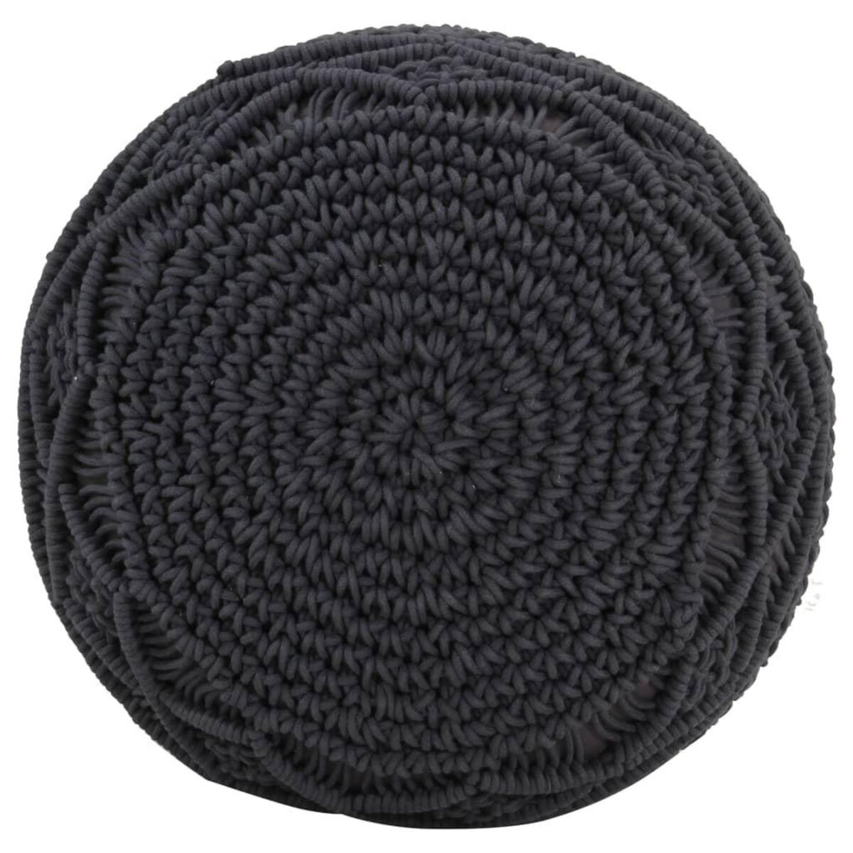 VIDAXL Pouf fait a la main en macrame Anthracite 45x30 cm Coton