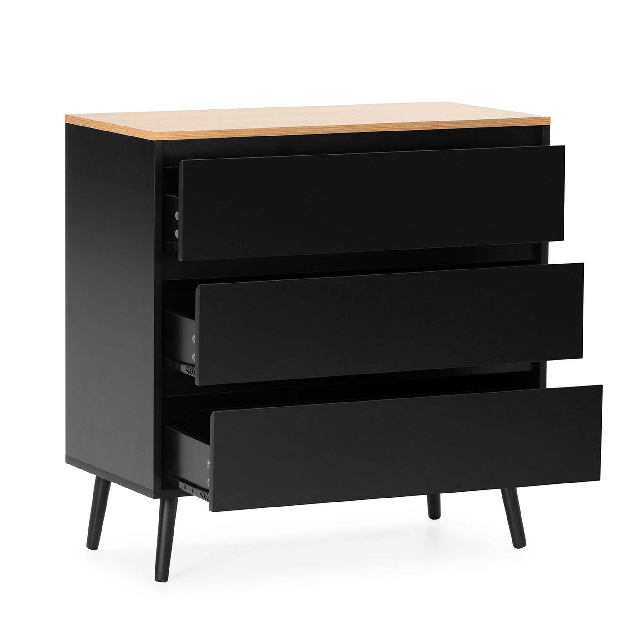 Voir la diapositive 3 : VS VENTA-STOCK Commode Desi 3 tiroirs couleur Noir