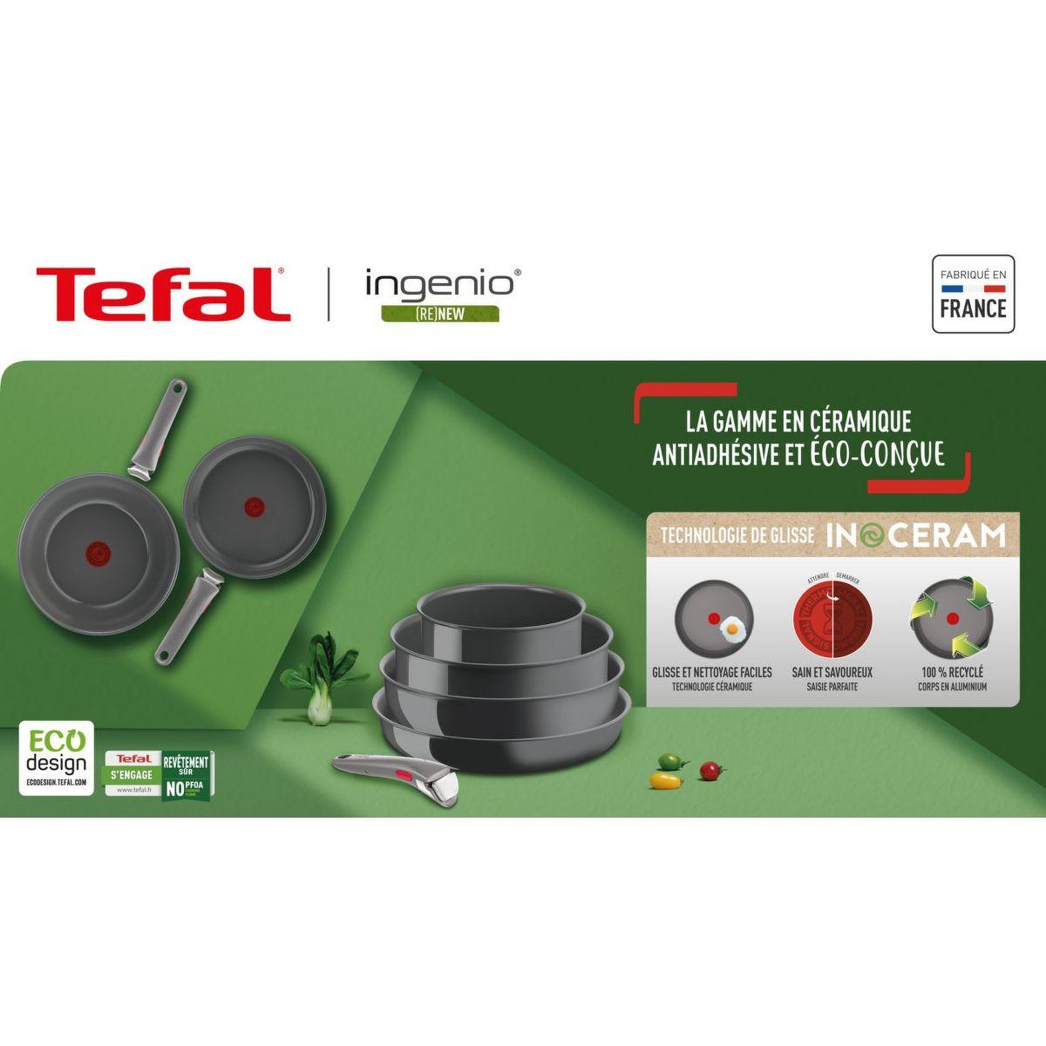 Voir la diapositive 3 : TEFAL Batterie de cuisine renew 6pcs ceramique l2609602