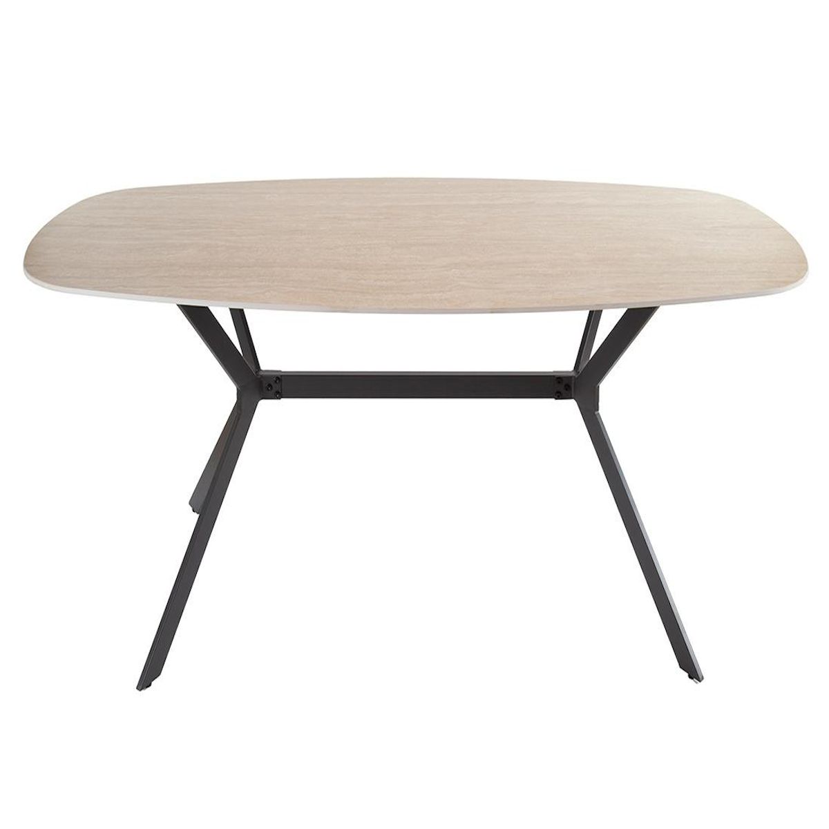 LISA DESIGN Ruben - table à manger - plateau en céramique effet travertin - pieds en acier - 4 à 6 personnes