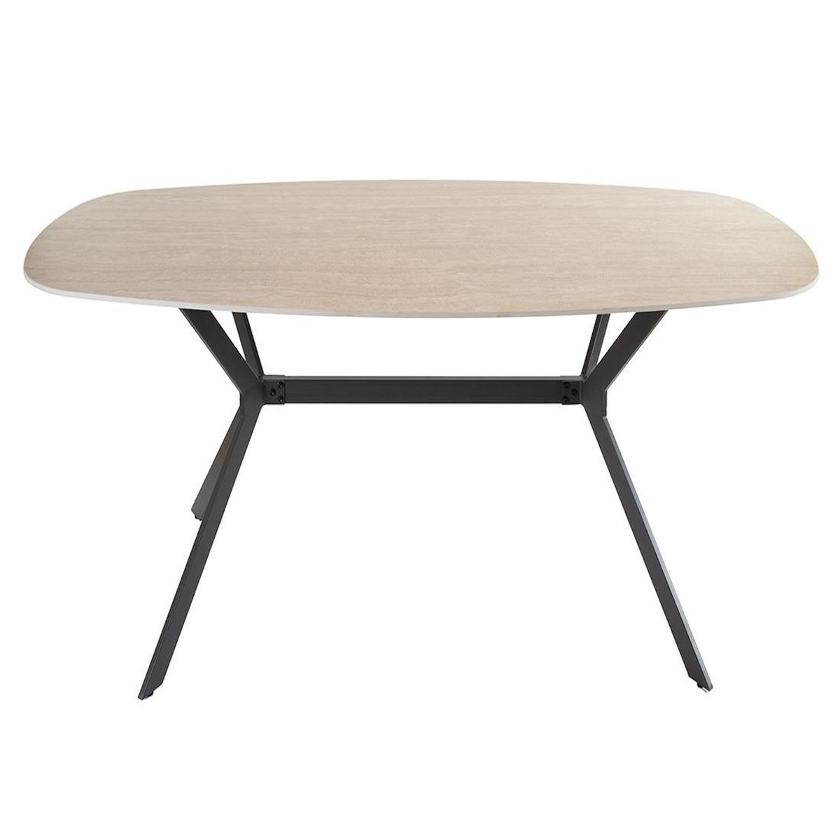 LISA DESIGN Ruben - table à manger - plateau en céramique effet travertin - pieds en acier - 4 à 6 personnes