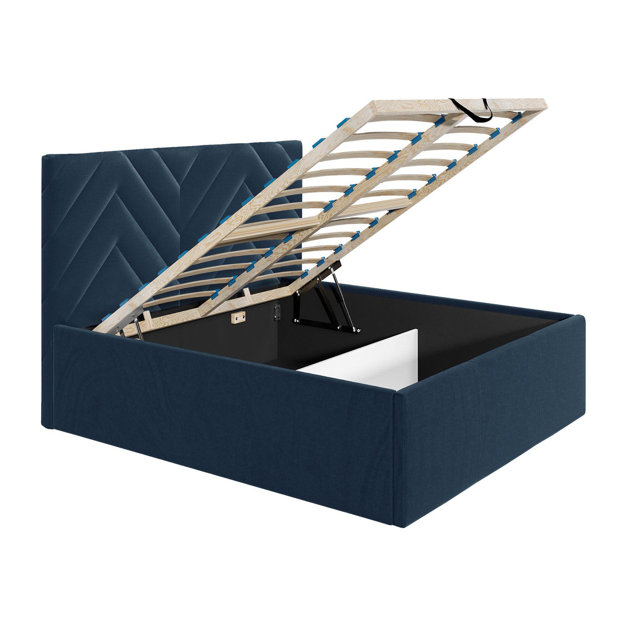 Voir la diapositive 2 : BEST MOBILIER Santiago - lit coffre - 160x200 - sommier inclus - en velours