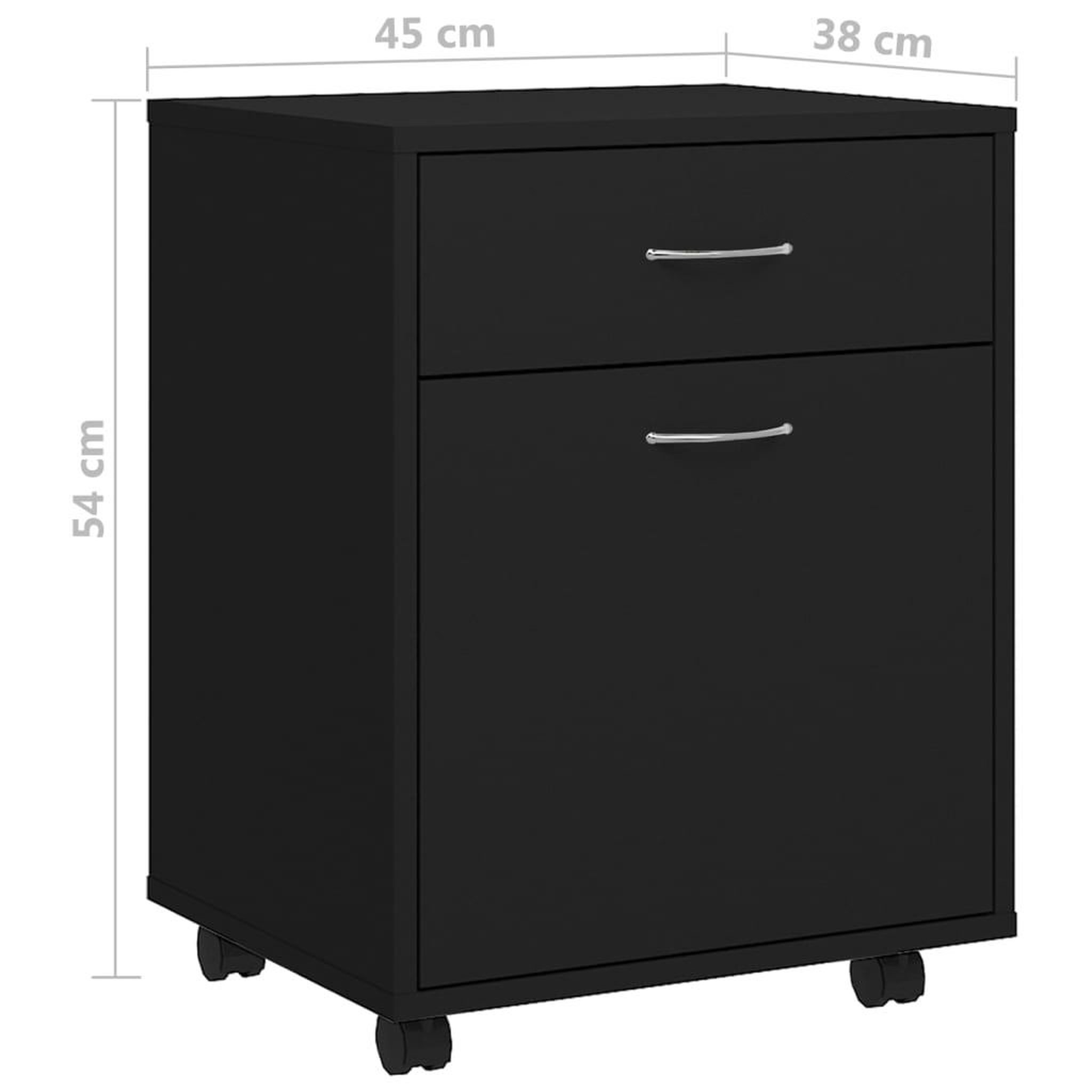 Voir la diapositive 6 : VIDAXL Armoire a roulettes Noir 45x38x54 cm Bois d'ingenierie