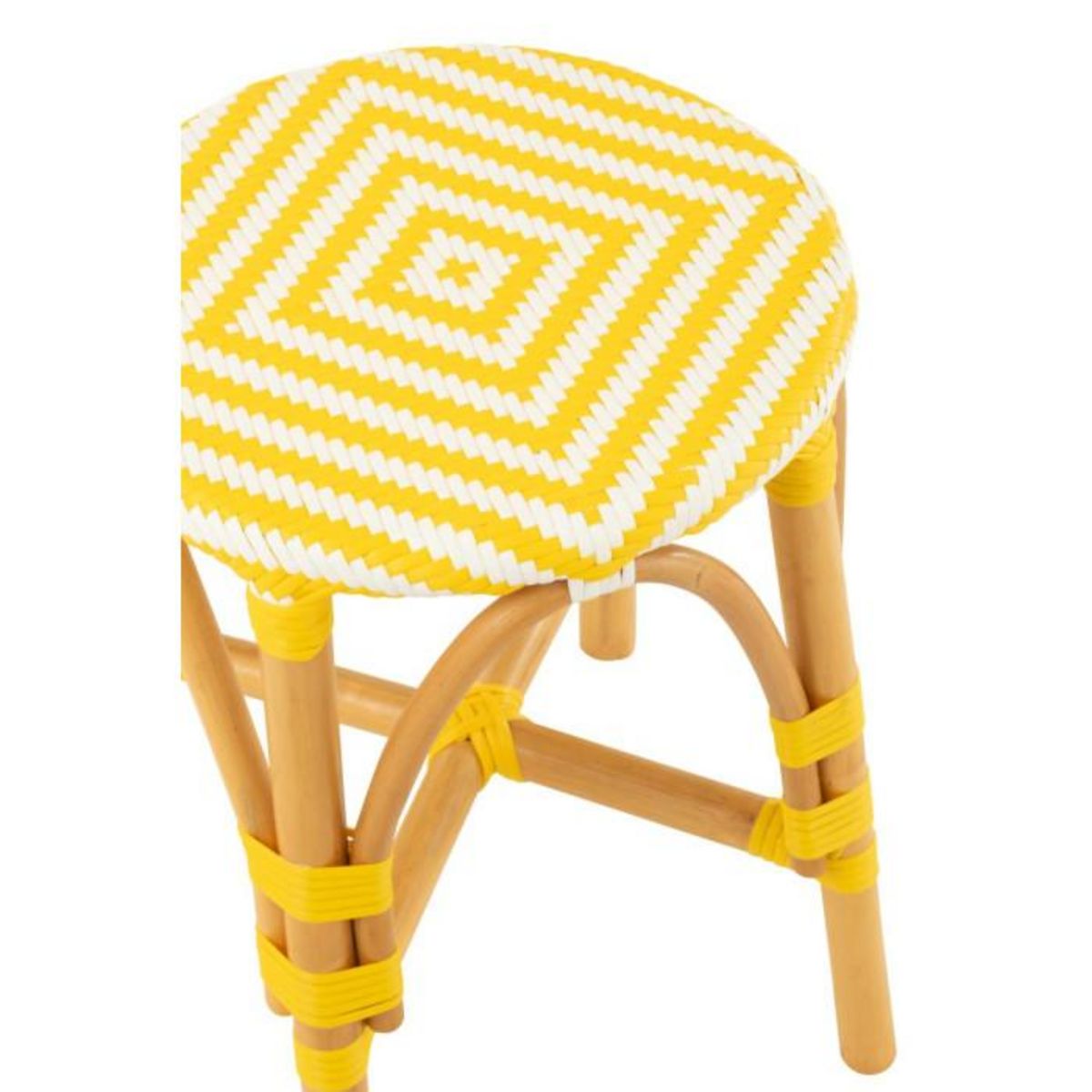 Paris Prix Tabouret en Rotin  Danial  44cm Jaune