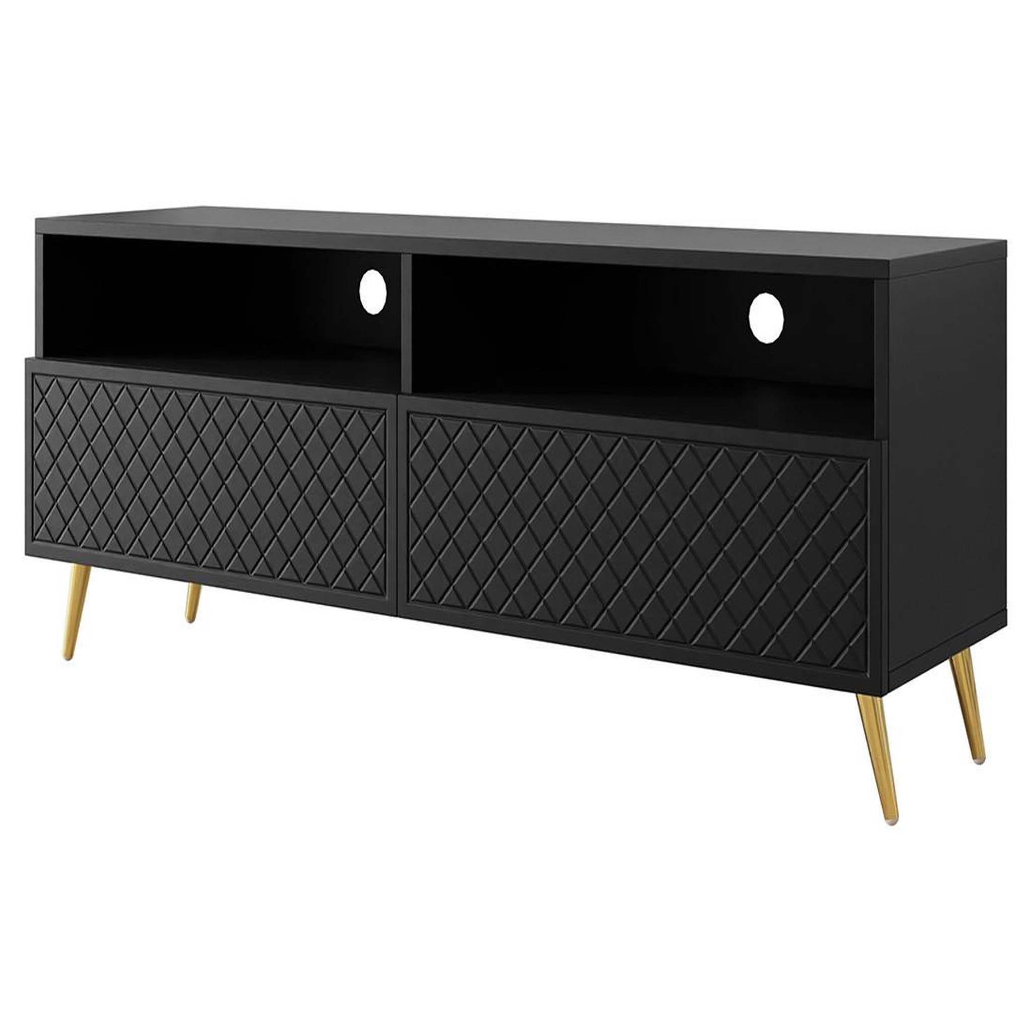 Voir la diapositive 1 : BEST MOBILIER Sorolla - meuble tv - 2 tiroirs et 2 niches - 150 cm