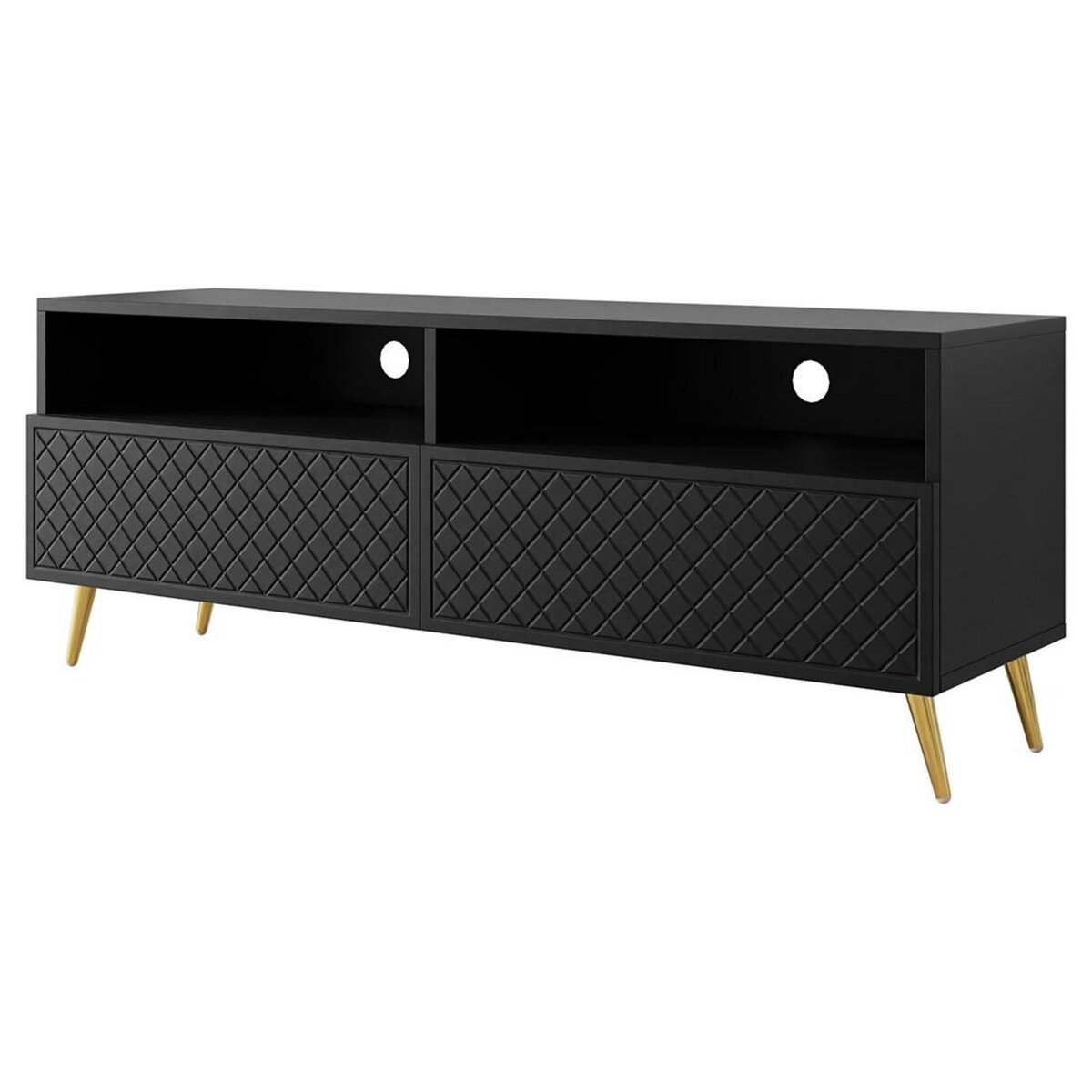 BEST MOBILIER Sorolla - meuble tv - 2 tiroirs et 2 niches - 150 cm