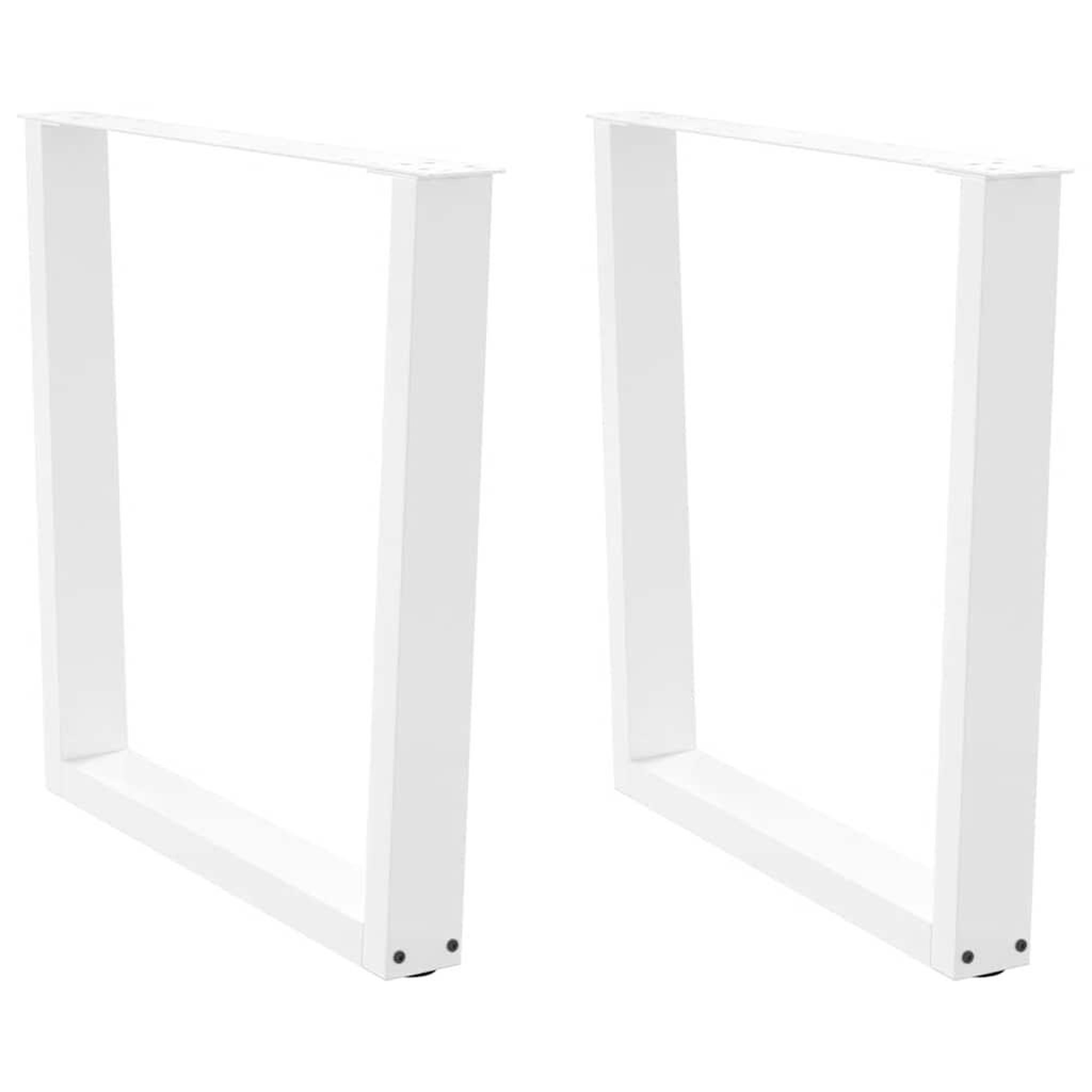 VIDAXL Pieds de table a manger forme de V 2 pcs blanc 90x(72-73,3) cm
