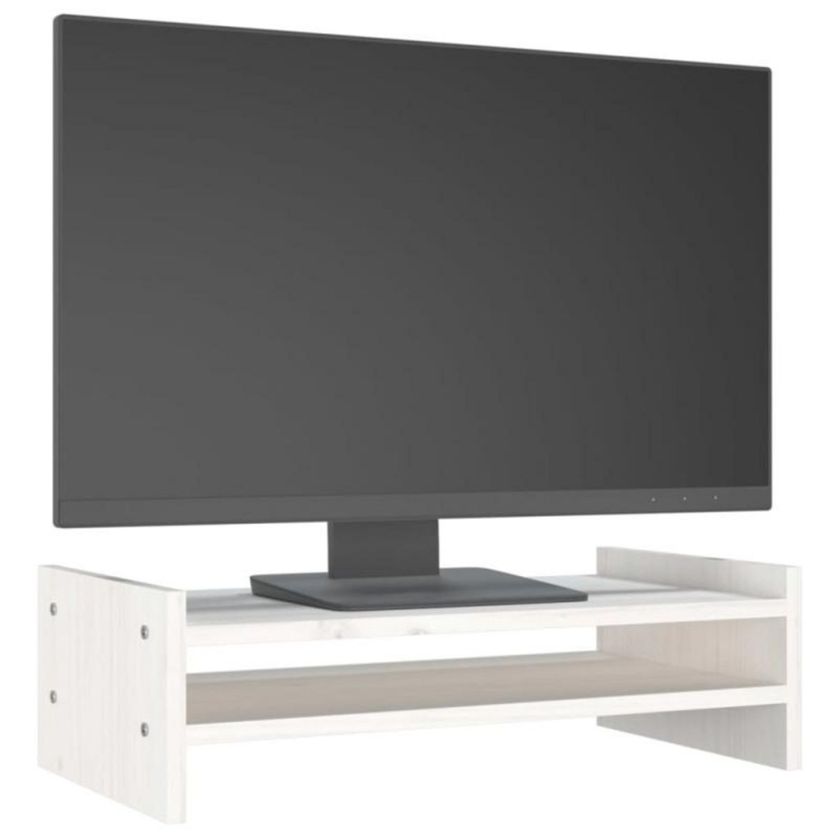 VIDAXL Support de moniteur Blanc 50x27x15 cm Bois de pin solide
