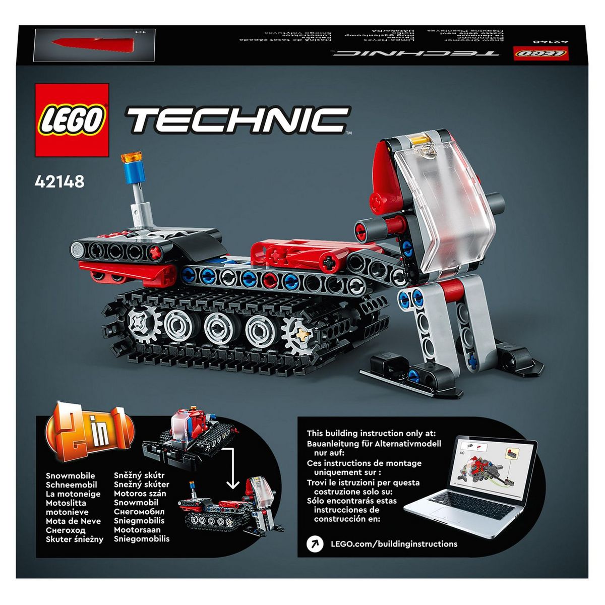 LEGO Technic 42148 La Dameuse, 2-en-1, Jouet de Maquette Véhicule, avec Motoneige Hiver, Jouet Éducatif,
