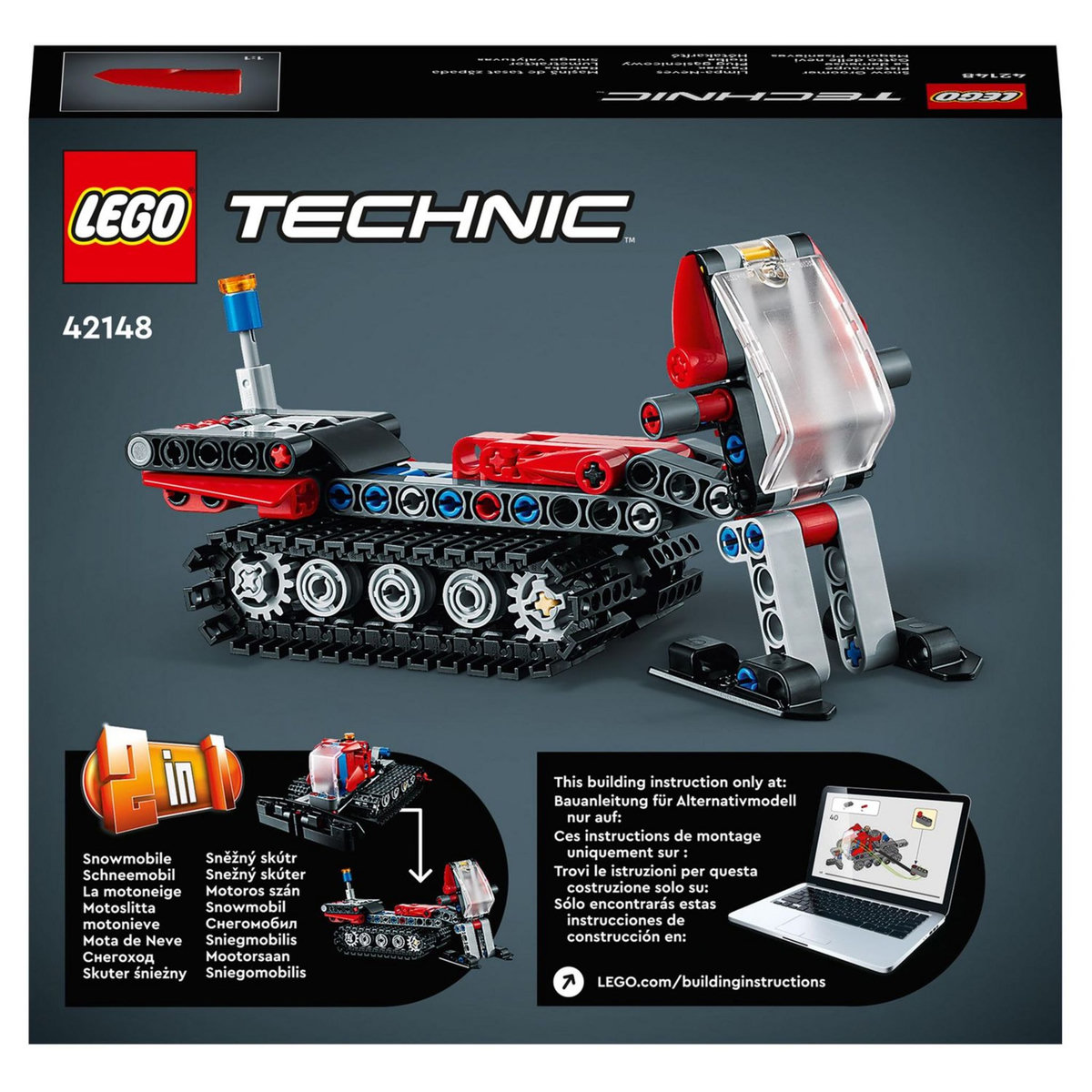 LEGO Technic 42148 La Dameuse, 2-en-1, Jouet de Maquette Véhicule, avec Motoneige Hiver, Jouet Éducatif,