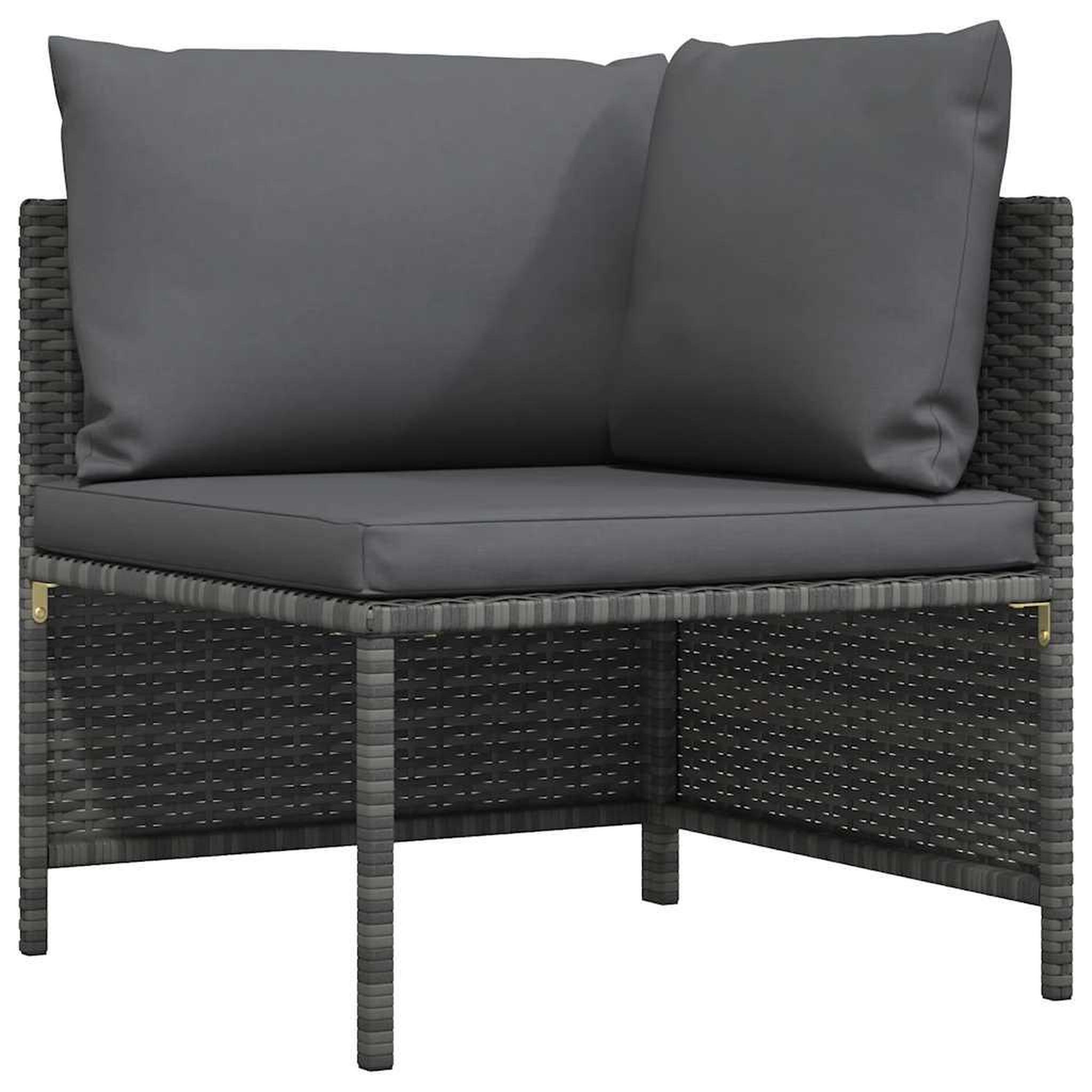 VIDAXL Canape d'angle sectionnel avec coussins gris resine tressee