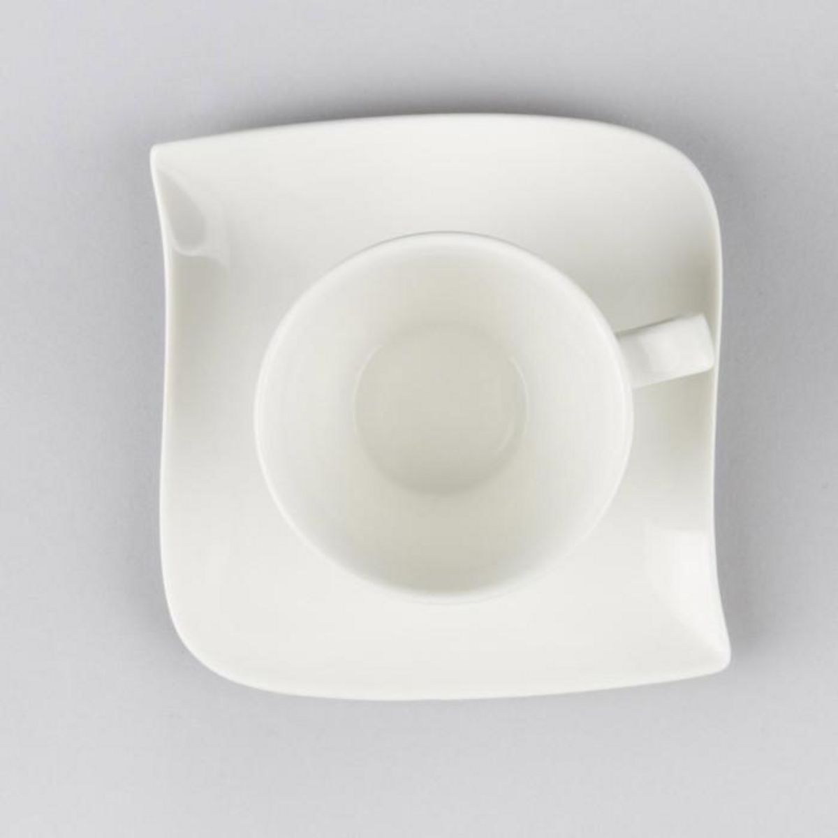 SECRET DE GOURMET Lot de 6 Tasses à Café & Soucoupe  Vague  12cm Blanc