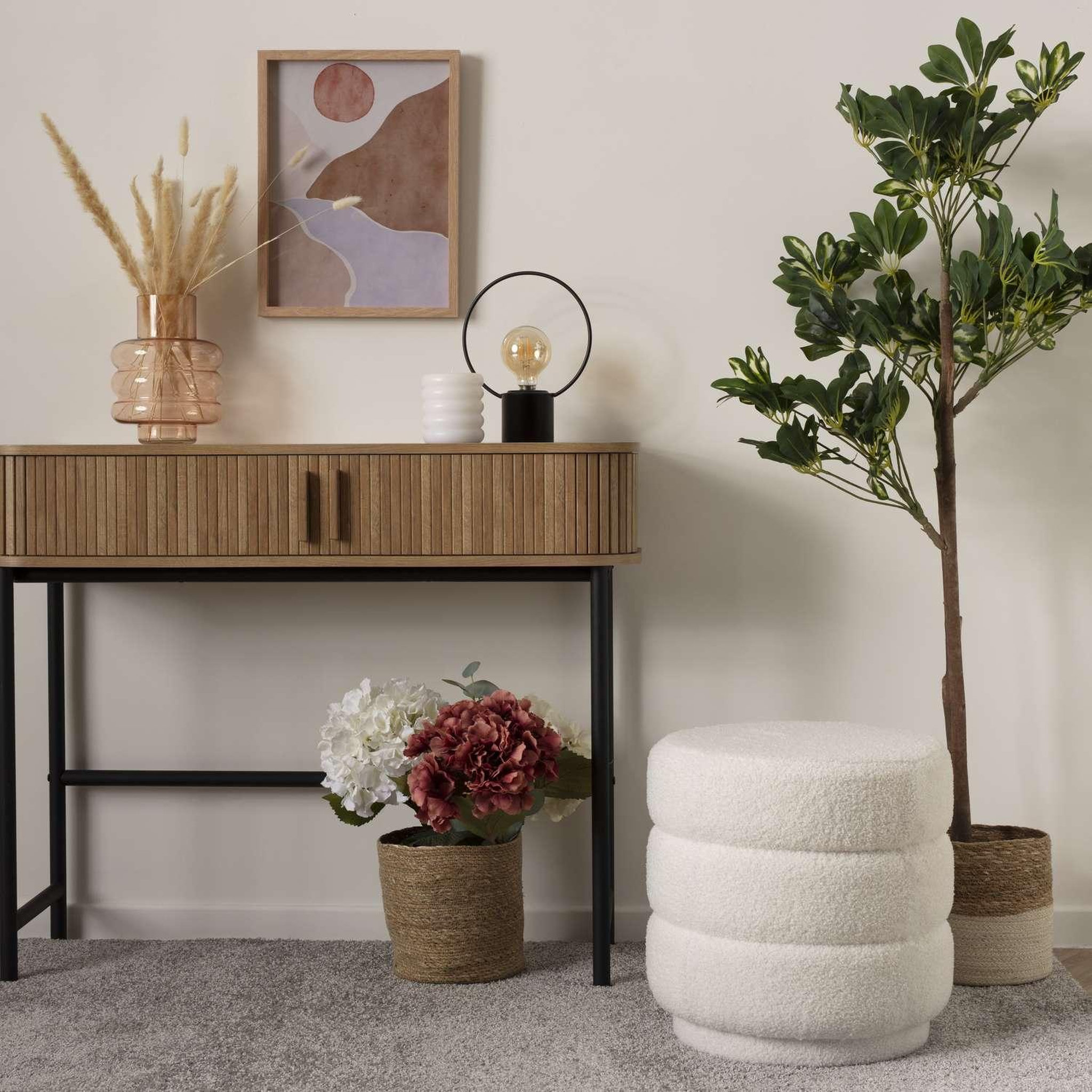 Voir la diapositive 3 : ATMOSPHERA Pouf en bouclette kemi - blanc