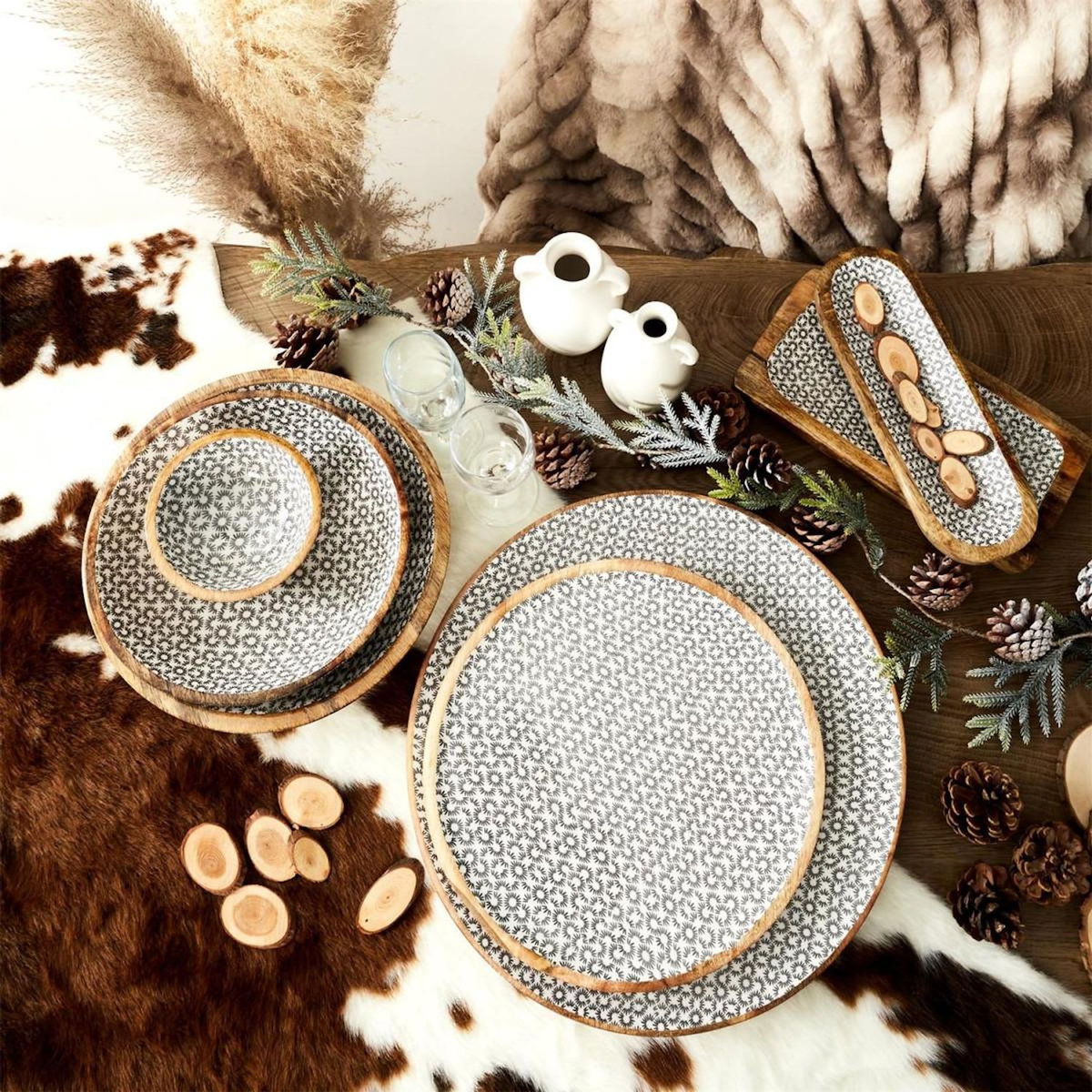 Paris Prix Coupelle en Bois Design  Géométrique  13cm Naturel