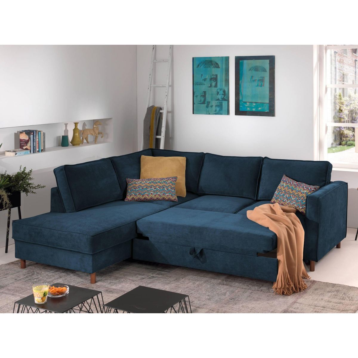 LISA DESIGN Jake - canapé d'angle gauche - convertible - 5 places - en velours côtelé