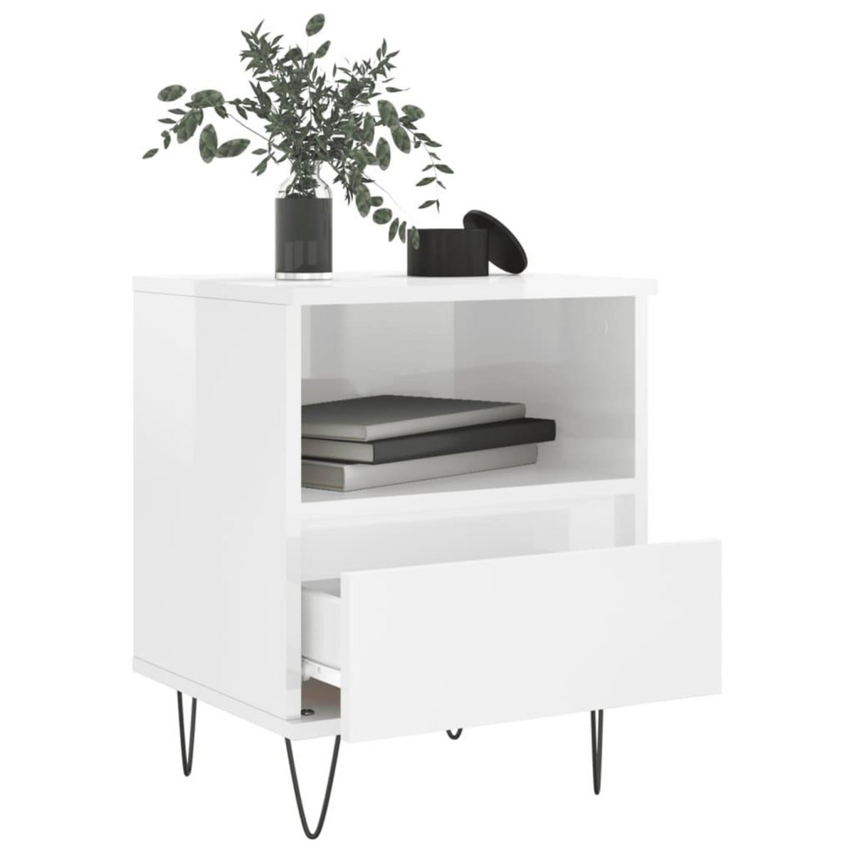 VIDAXL Table de chevet Blanc brillant 40x35x50 cm Bois d'ingenierie