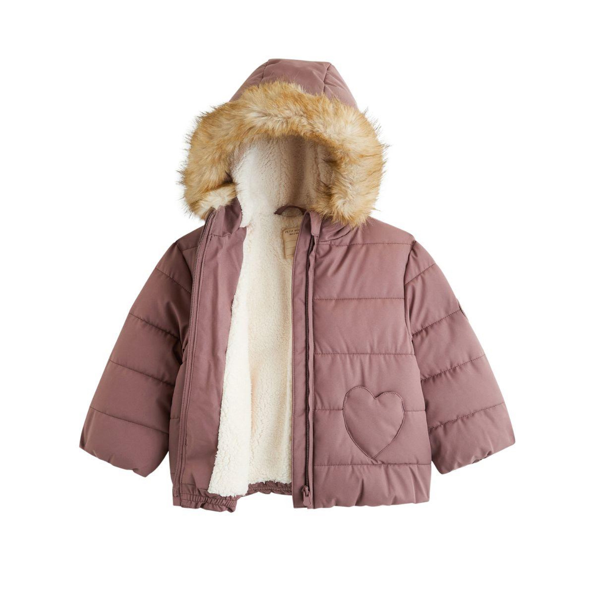 Voir la diapositive 3 : PETIT BEGUIN Doudoune enfant imperméable doublée sherpa avec capuche Chloé