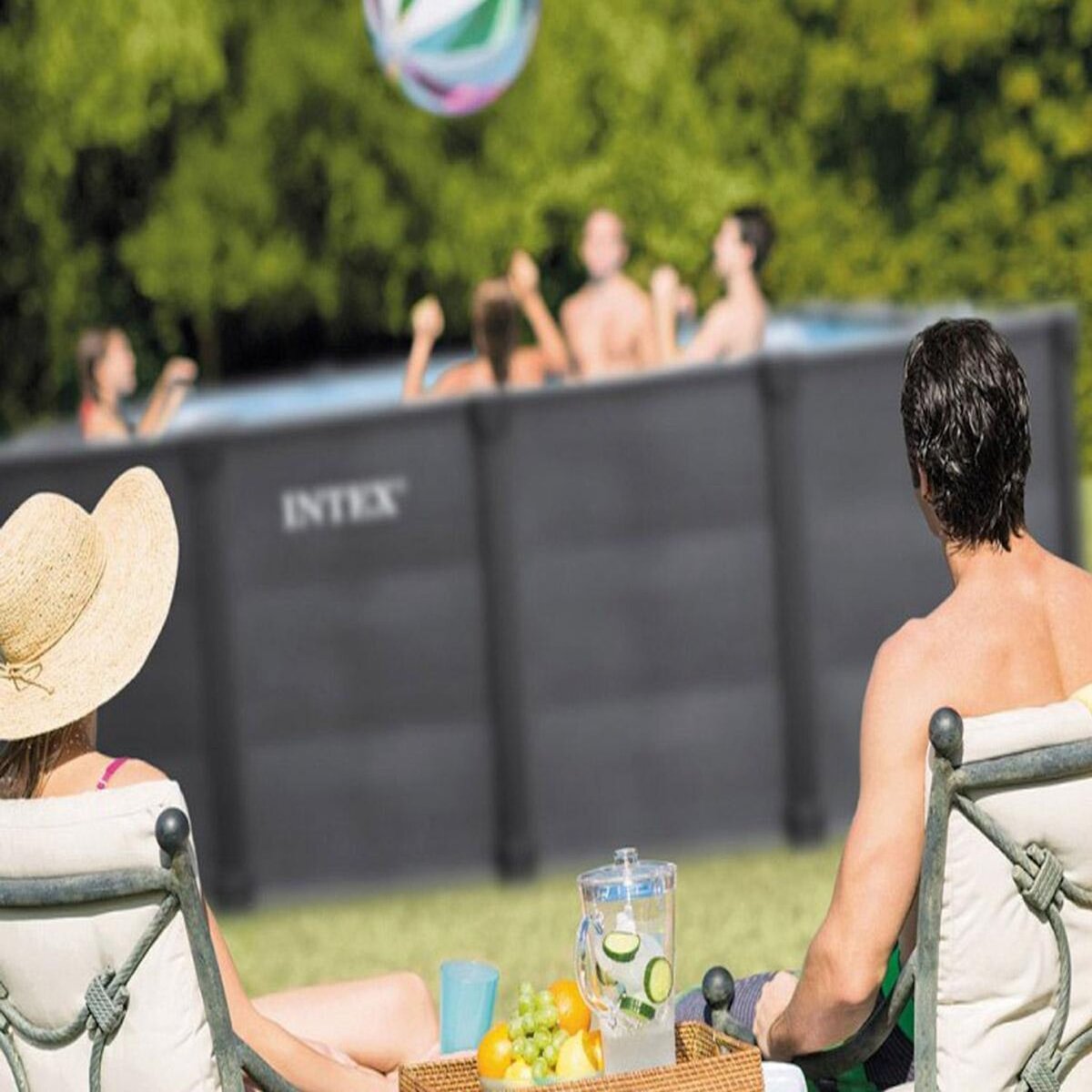 INTEX Piscine tubulaire Graphite rectangulaire 4,00 x 3,00 x 1,24 m - Intex