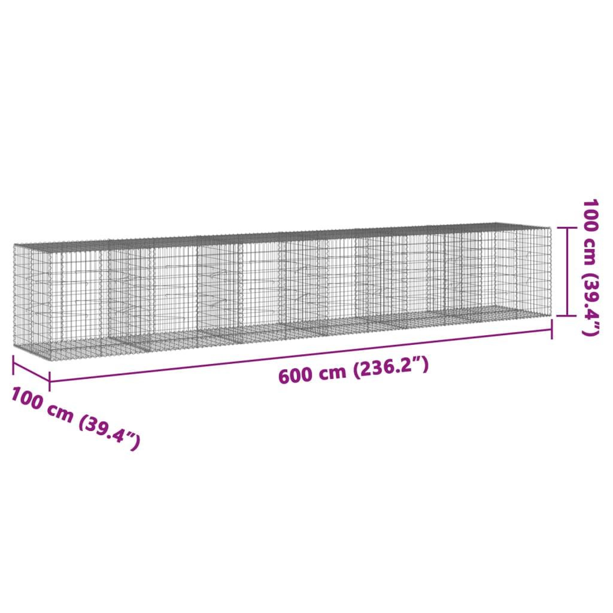 Voir la diapositive 6 : VIDAXL Panier gabion avec couvercle 600x100x100 cm fer galvanise
