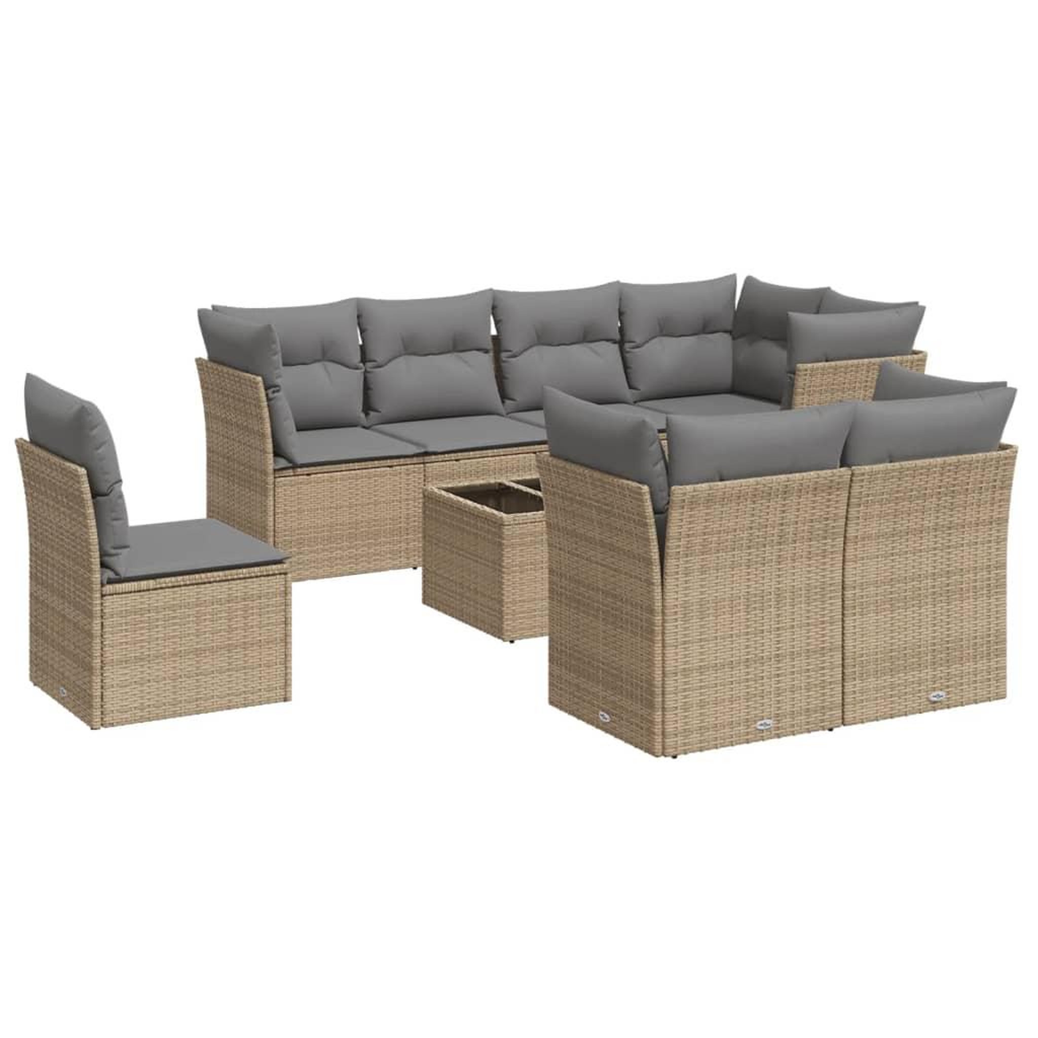 Voir la diapositive 2 : VIDAXL Salon de jardin avec coussins 9 pcs beige resine tressee