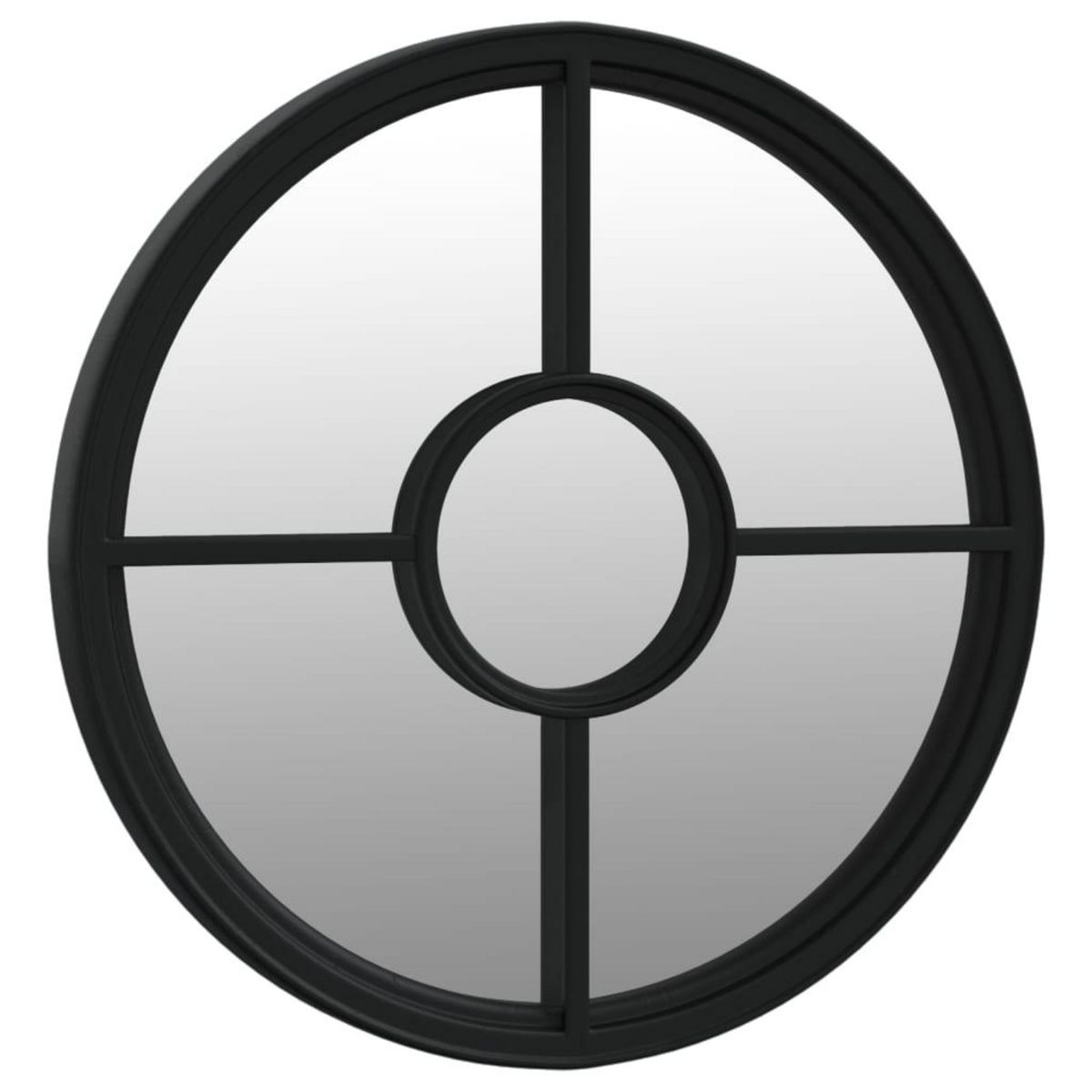 VIDAXL Miroir de jardin Noir 60x4 cm Fer Rond utilisation exterieure