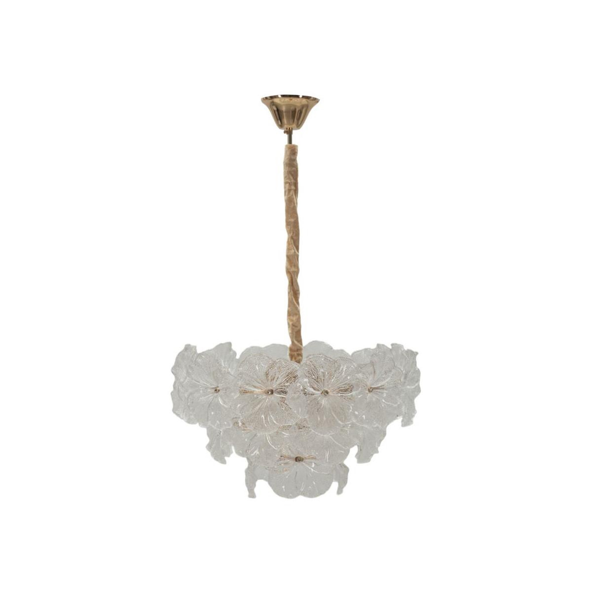 Paris Prix Lustre Fleurs en Verre  Ibiscus  47cm Transparent