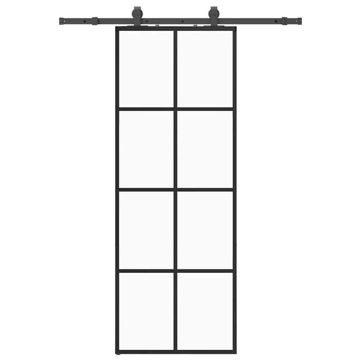 VIDAXL Porte coulissante kit de quincaillerie noir 76x205 cm verre ESG