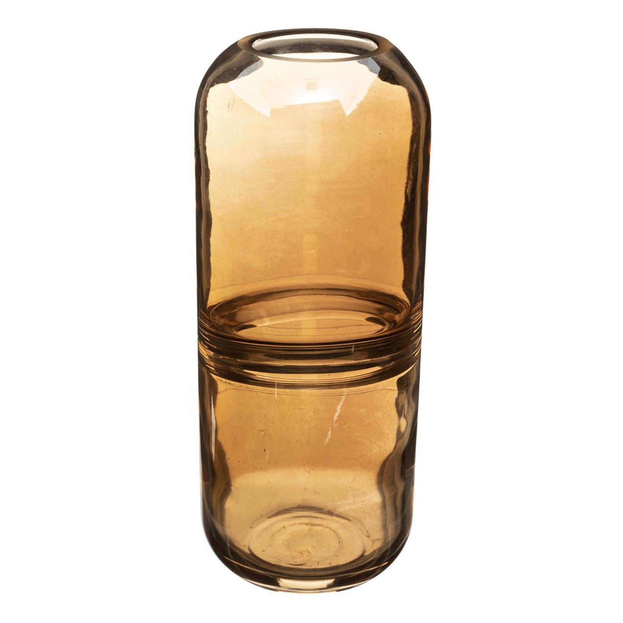 ATMOSPHERA Vase rond design en verre  line  25cm ambre