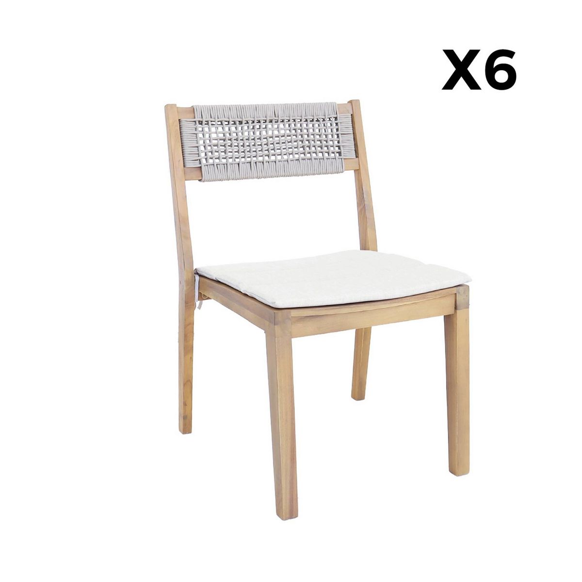 SWEEEK Table de jardin bois d'acacia 2 fauteuils 6 chaises PALENA et GALENA 275 x 100 x 75 cm naturel et beige