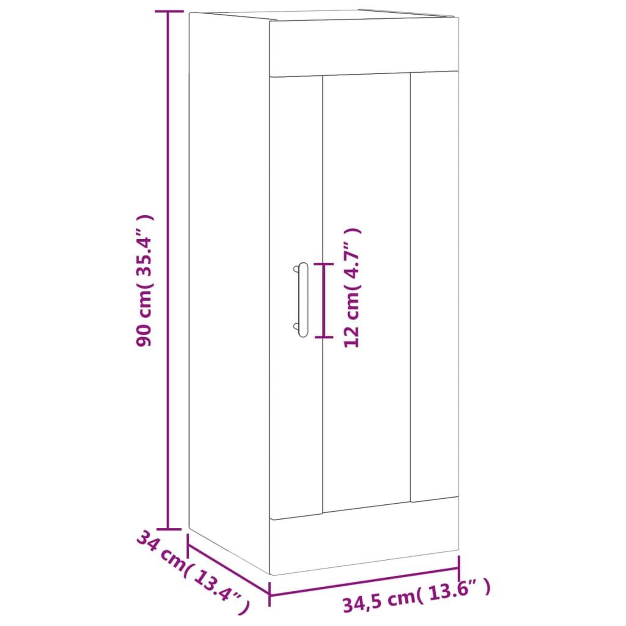 Voir la diapositive 6 : VIDAXL Armoire murale gris beton 34,5x34x90 cm