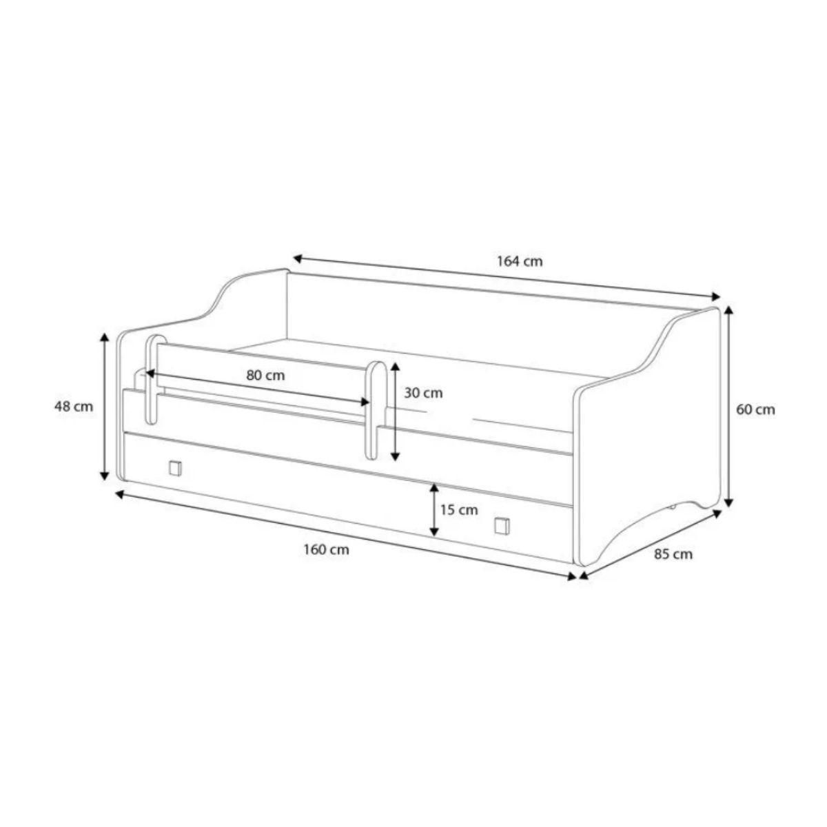 KOBI Lit Enfant ERYK 160x80 cm Graphite - Élégance et Sécurité