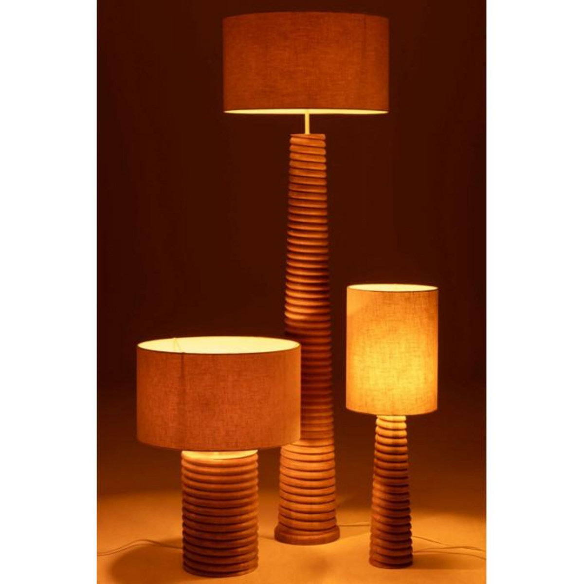 Paris Prix Lampe à Poser Filetage en Bois  Ailanthus  85cm Naturel