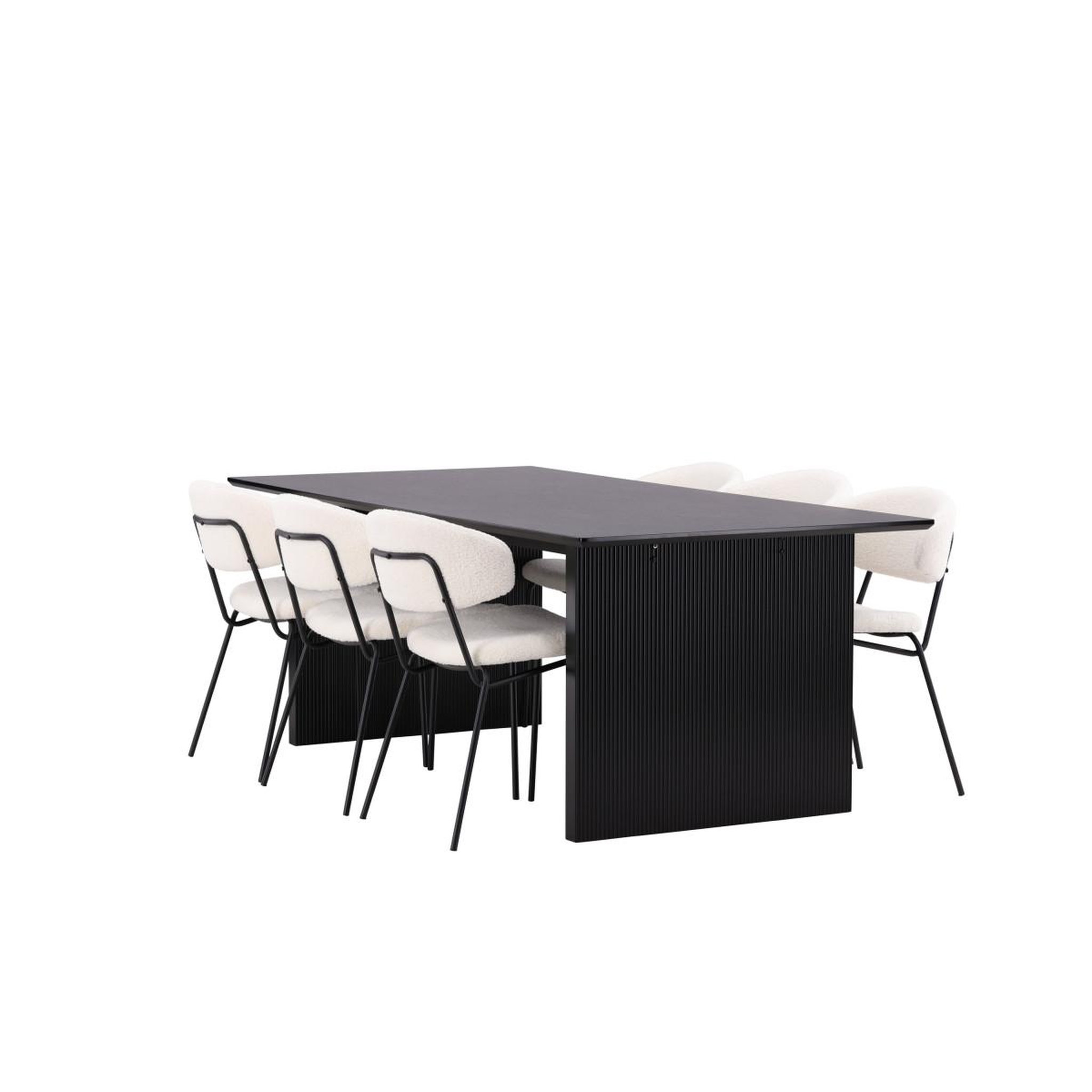 Voir la diapositive 5 : Paris Prix Ensemble table à manger & 6 chaises  vail & chico  200cm blanc crème & noir