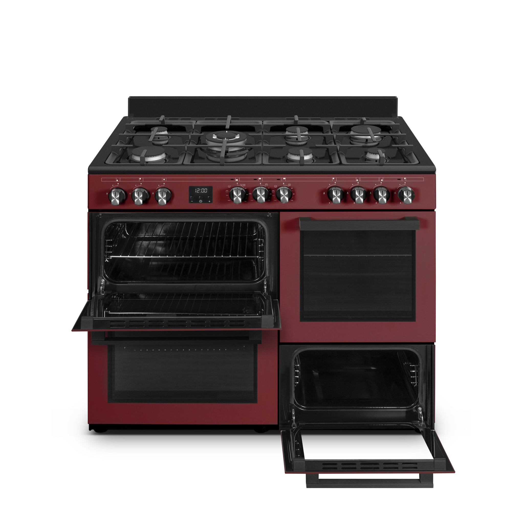 Voir la diapositive 5 : SCHNEIDER Piano de cuisson 7 feux Bordeaux - SCPG71MF-WR