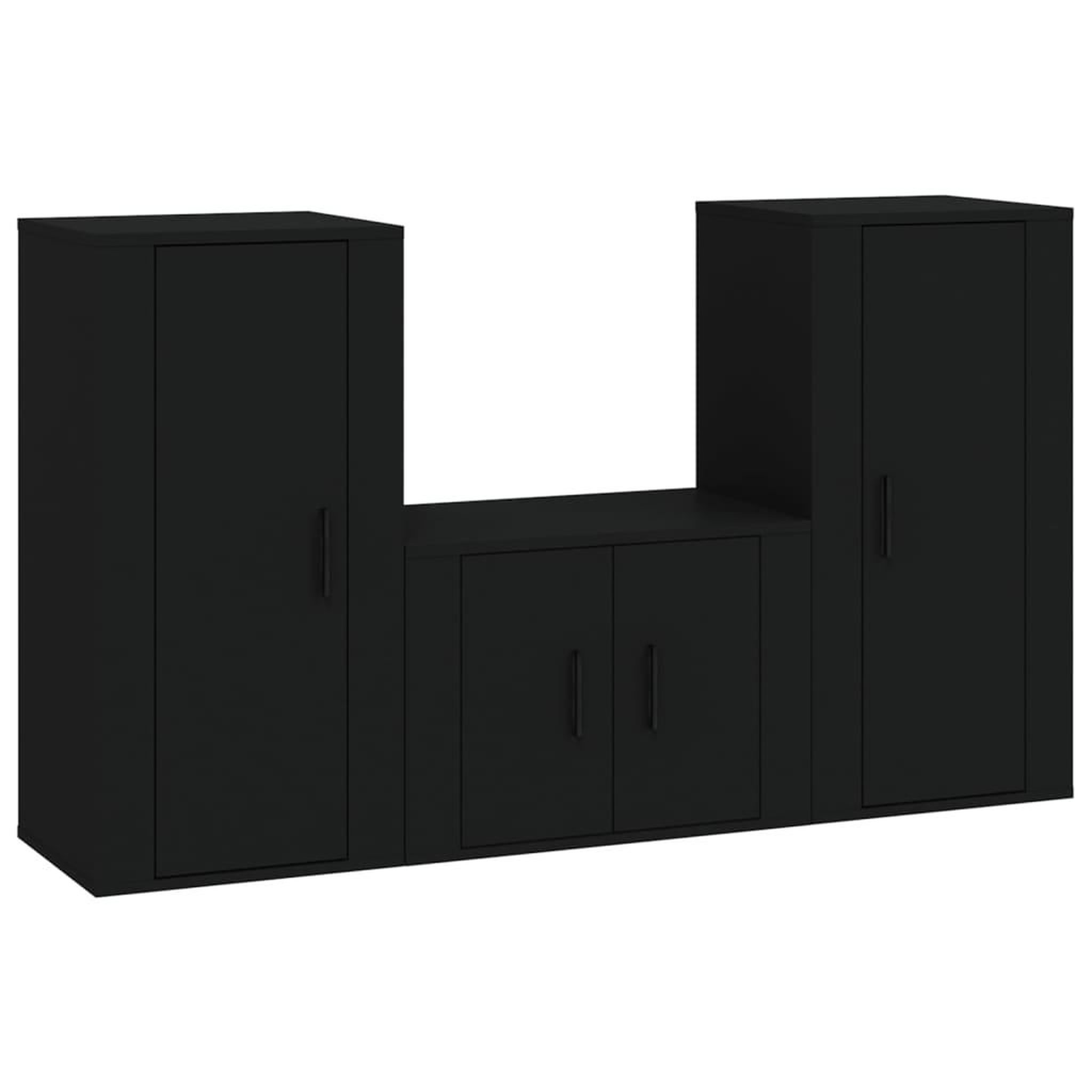 Voir la diapositive 2 : VIDAXL Ensemble de meubles TV 3 pcs Noir Bois d'ingenierie