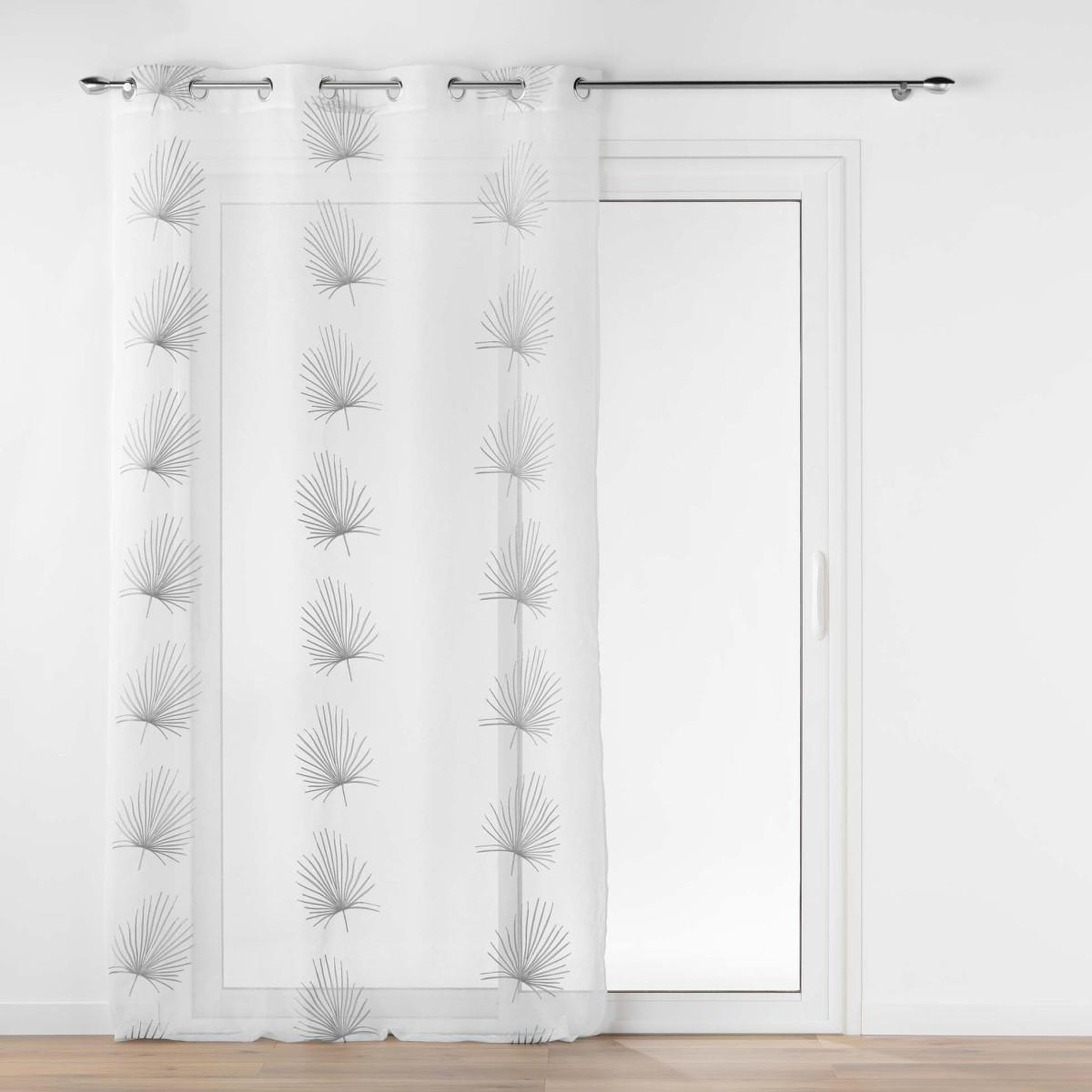 Douceur d'Intérieur Rideau voilage à œillets  palmaris  140x240cm gris