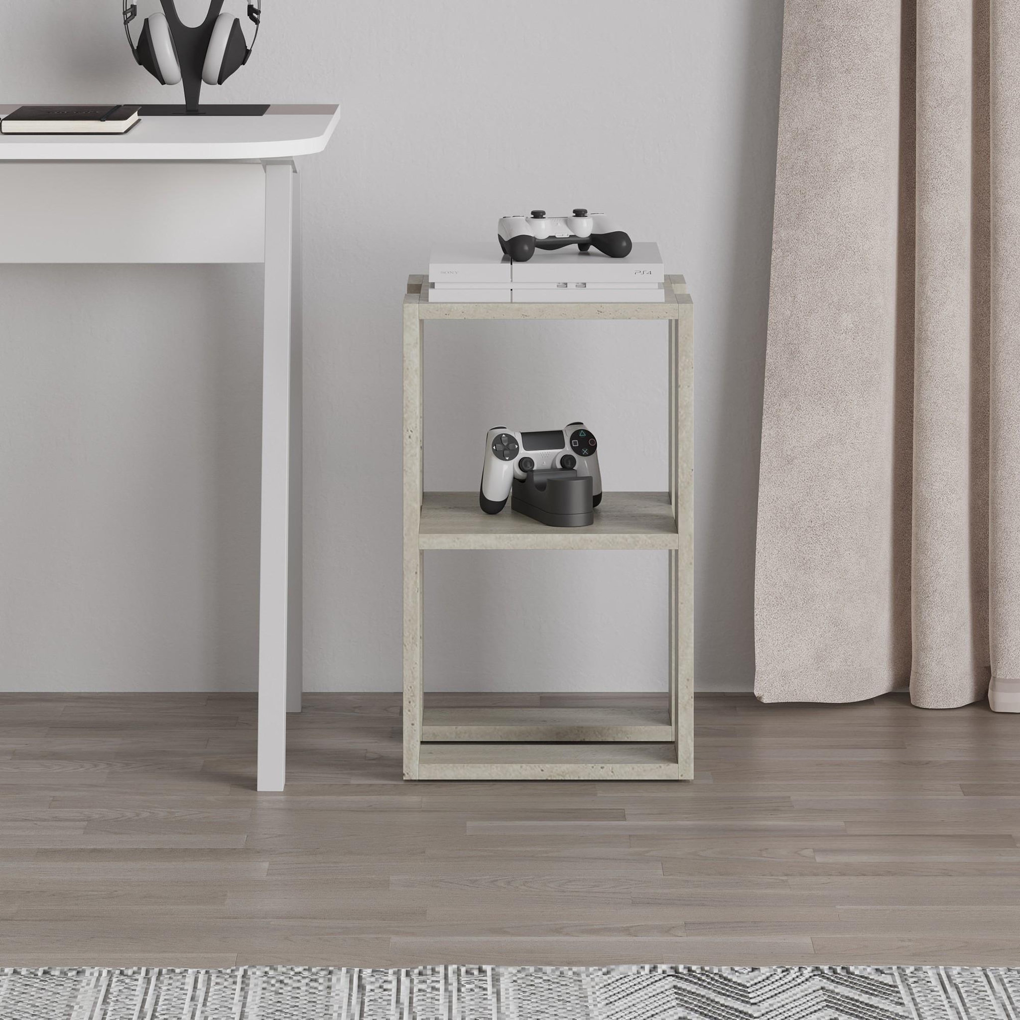 Voir la diapositive 3 : Habitat et Jardin Table de chevet en bois  lonie  30 x 30 x 55 cm - travertin