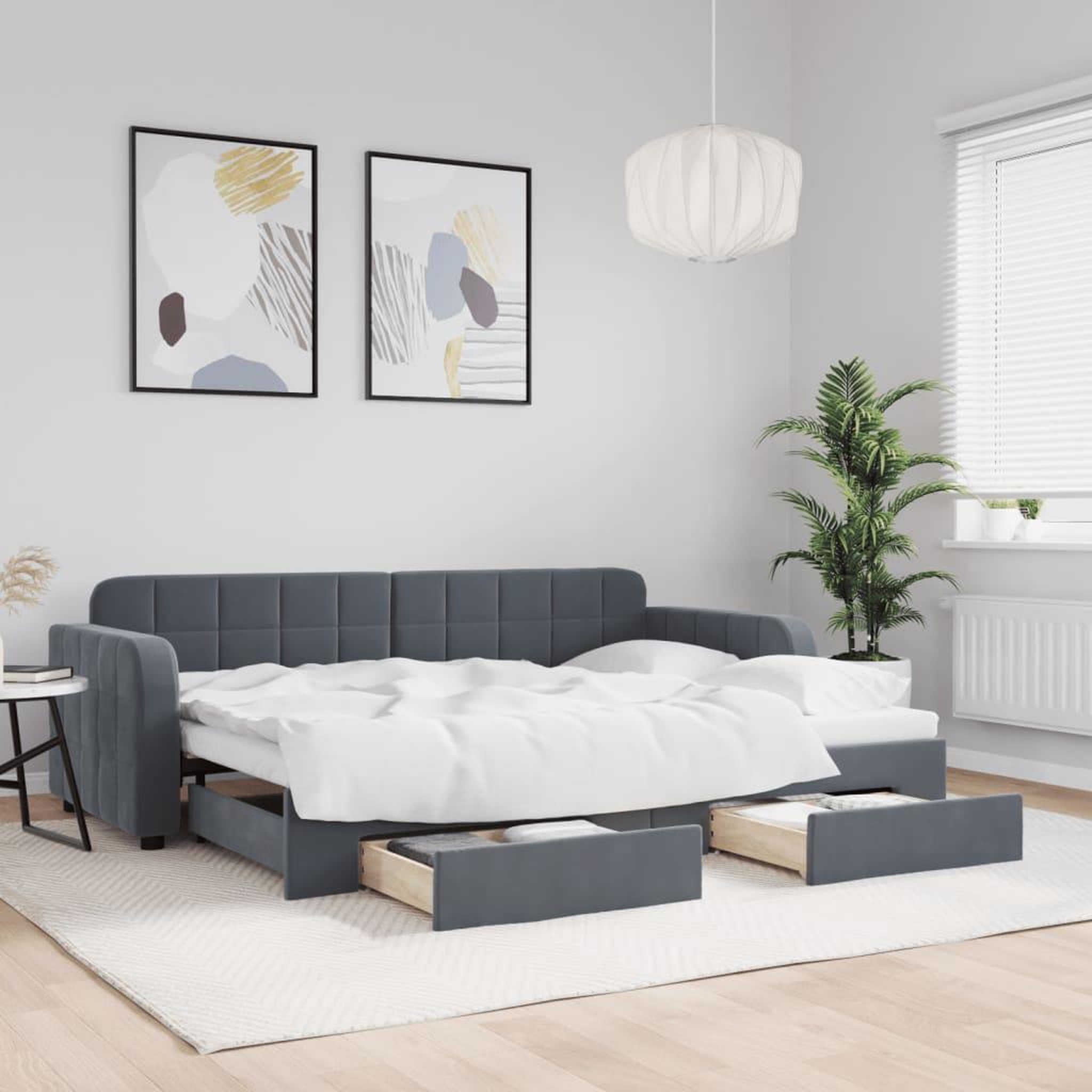 VIDAXL Lit de jour avec gigogne et tiroirs sans matelas 80x200 cm